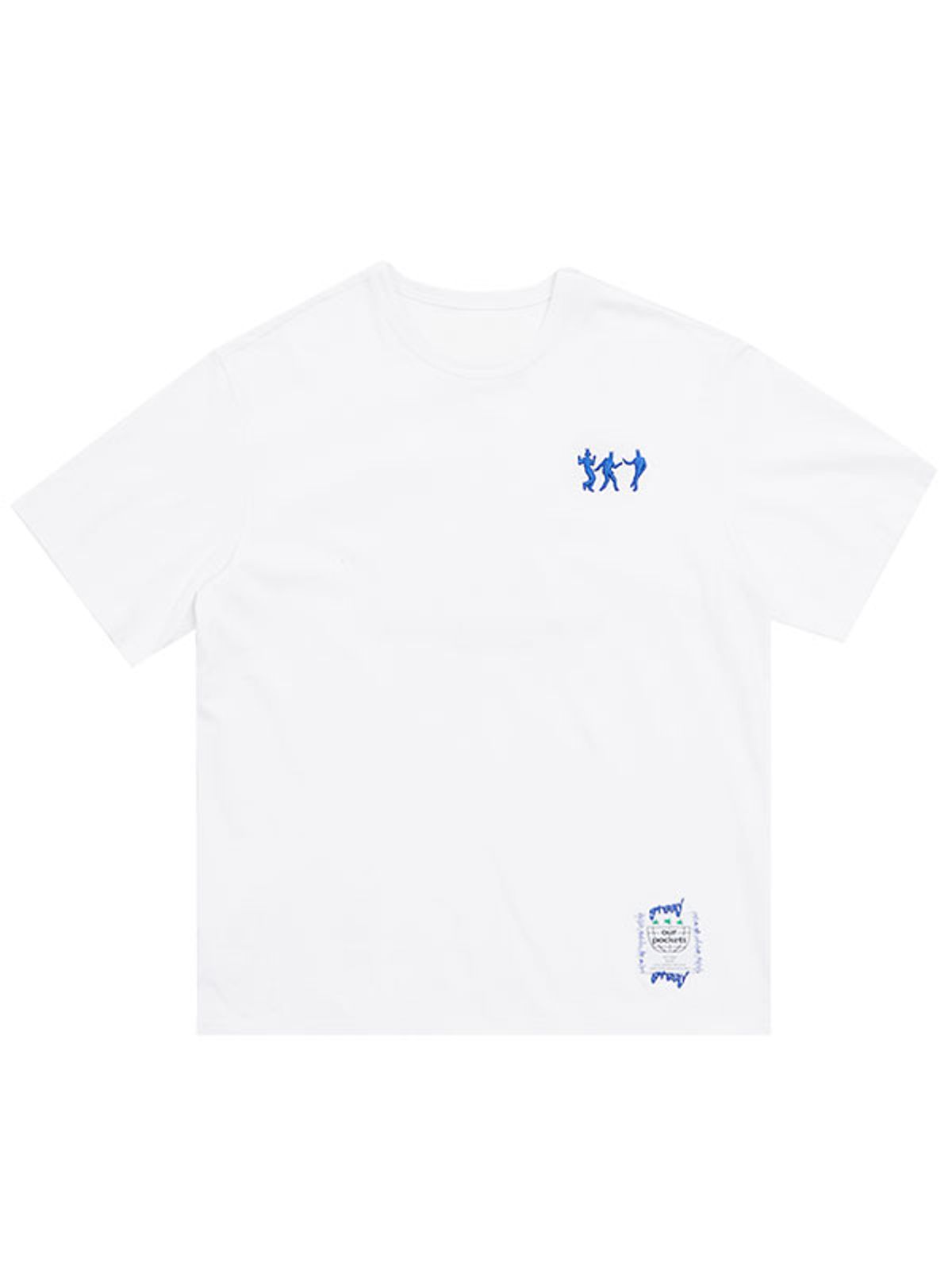 아워포켓츠(OURPOCKETS) 그리드 댄스 페르소나 티셔츠(화이트)