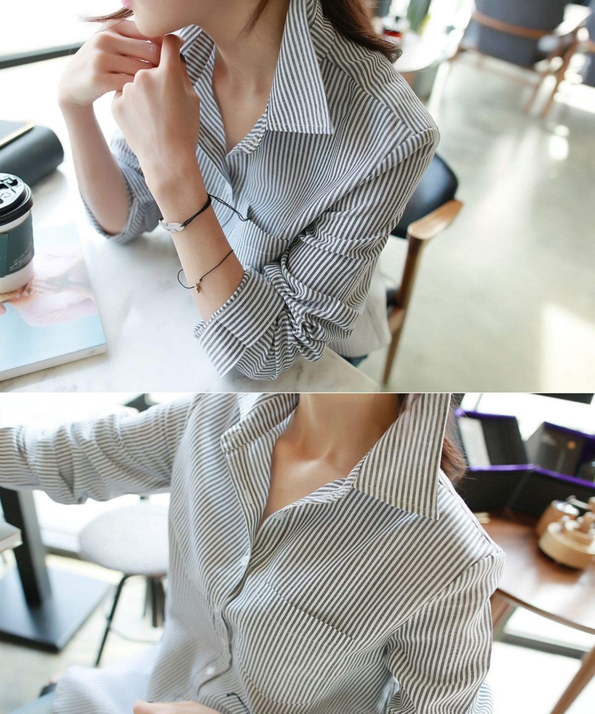 빼빼(BBAEBBAE) 스트라이프 긴팔 셔츠 남방