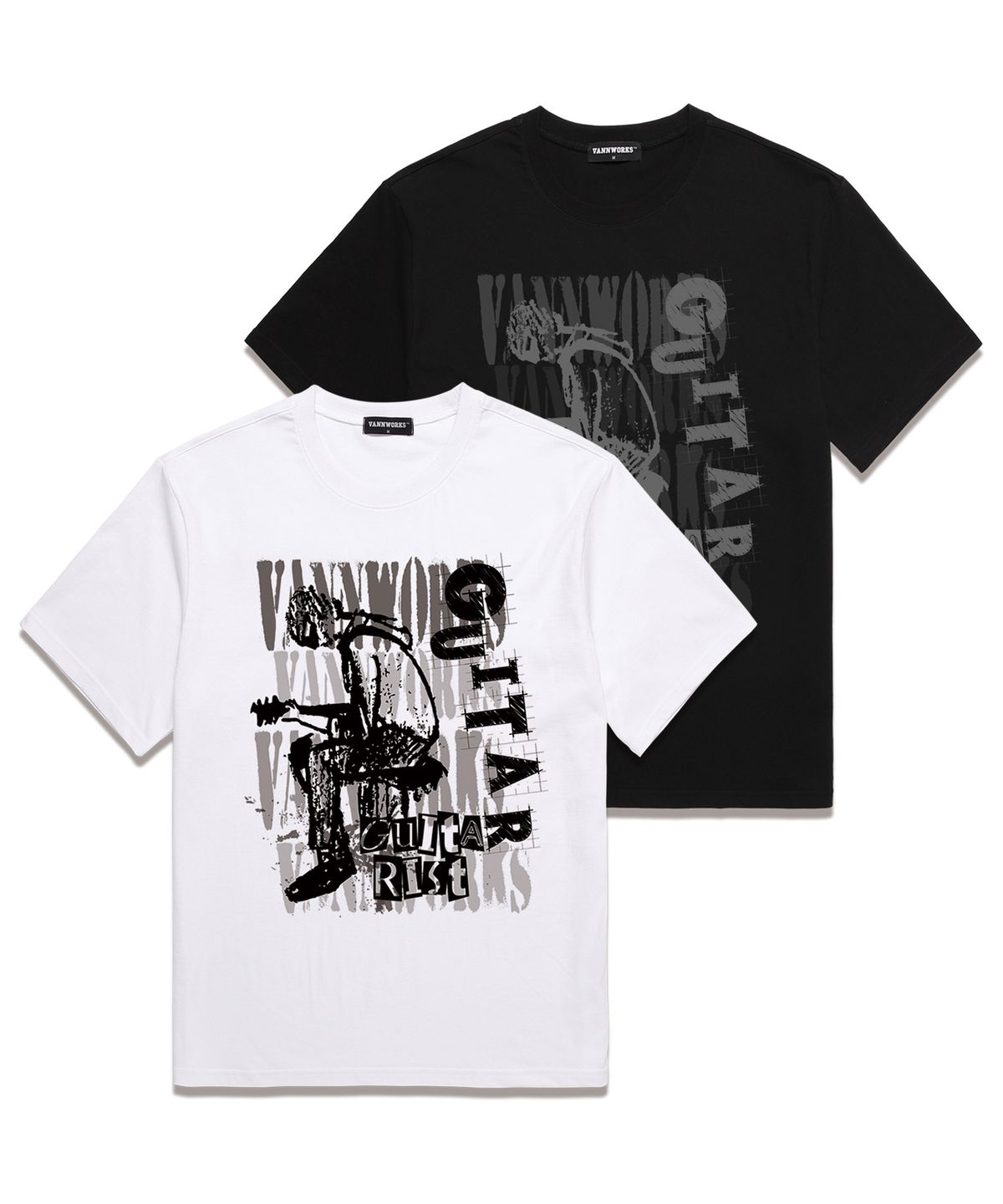 밴웍스(VANNWORKS) GUITAR 오버핏 반팔 티셔츠 (VS0120) 화이트