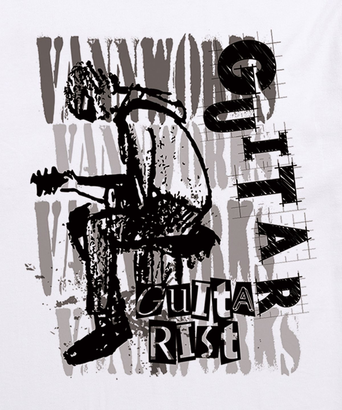 밴웍스(VANNWORKS) GUITAR 오버핏 반팔 티셔츠 (VS0120) 화이트
