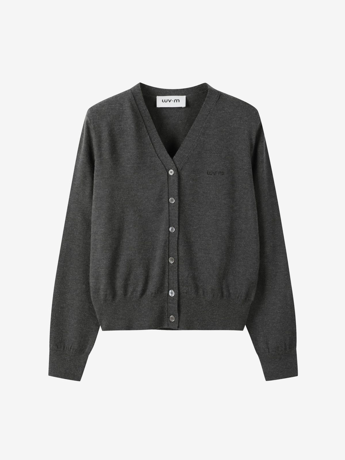 엘유브이엠(LUVM) BASIC V-NECK CARDIGAN_CHARCOAL GRAY