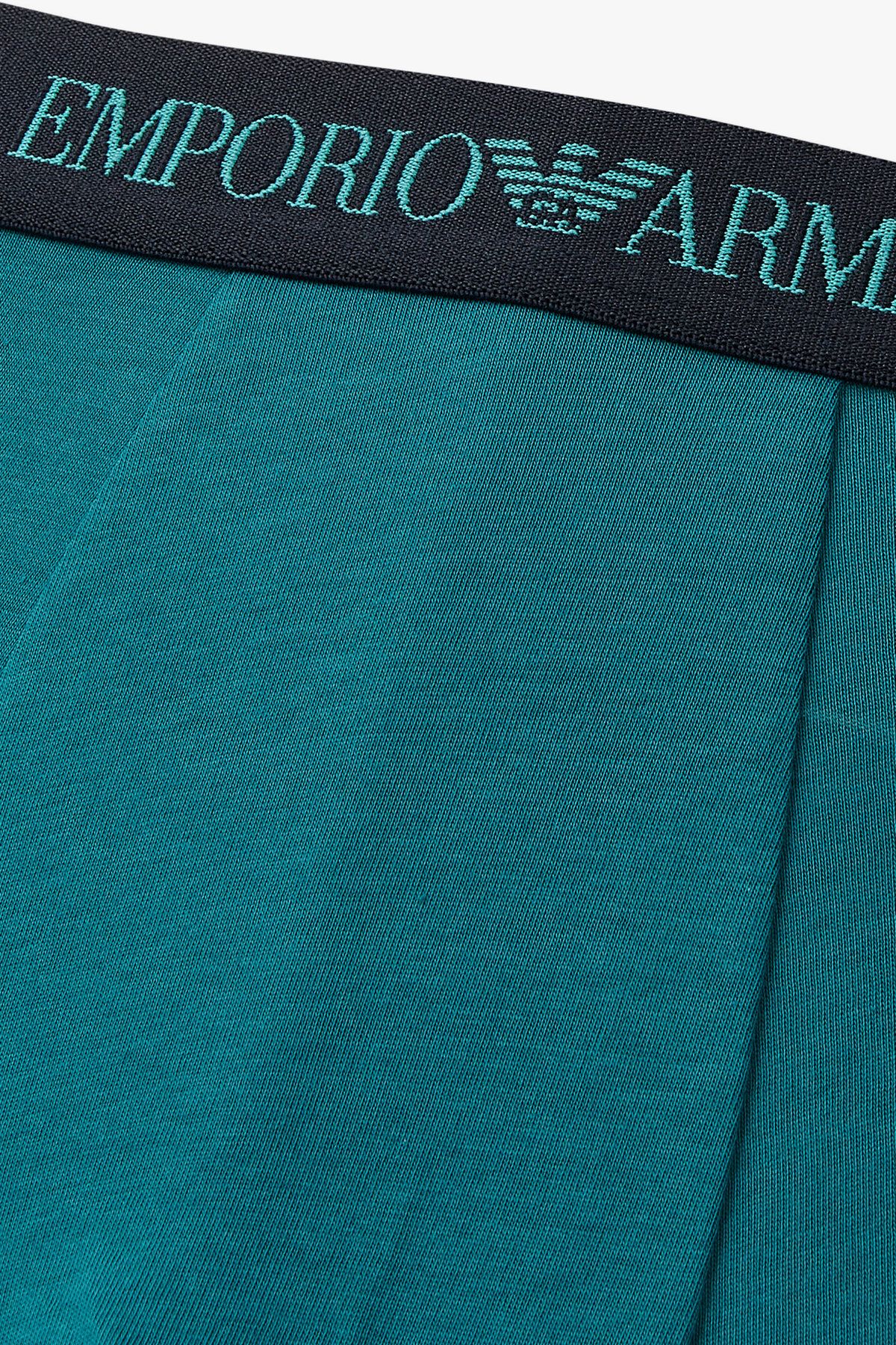 엠포리오 아르마니 언더웨어(EMPORIO ARMANI UNDERWEAR) 남성 로고 밴딩 솔리드 코튼 드로즈 _블루 그린 0815112326