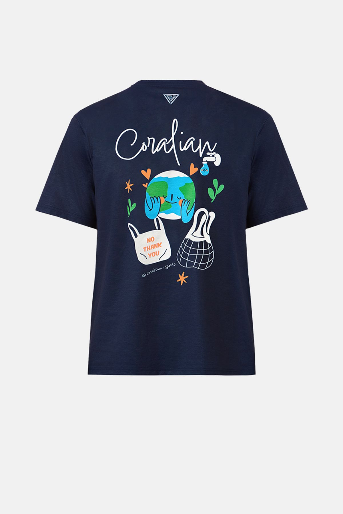 코랄리안(CORALIAN) 데일리 소로나 그래픽 라운드 티셔츠 여성용  네이비