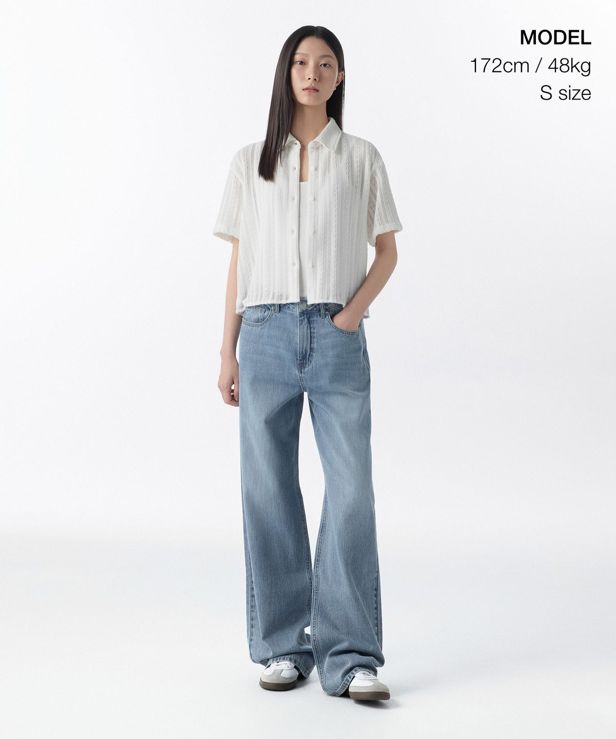 무신사 스탠다드 우먼(MUSINSA STANDARD WOMAN) 우먼즈 릴렉스드 크로셰 반소매 셔츠 [아이보리]