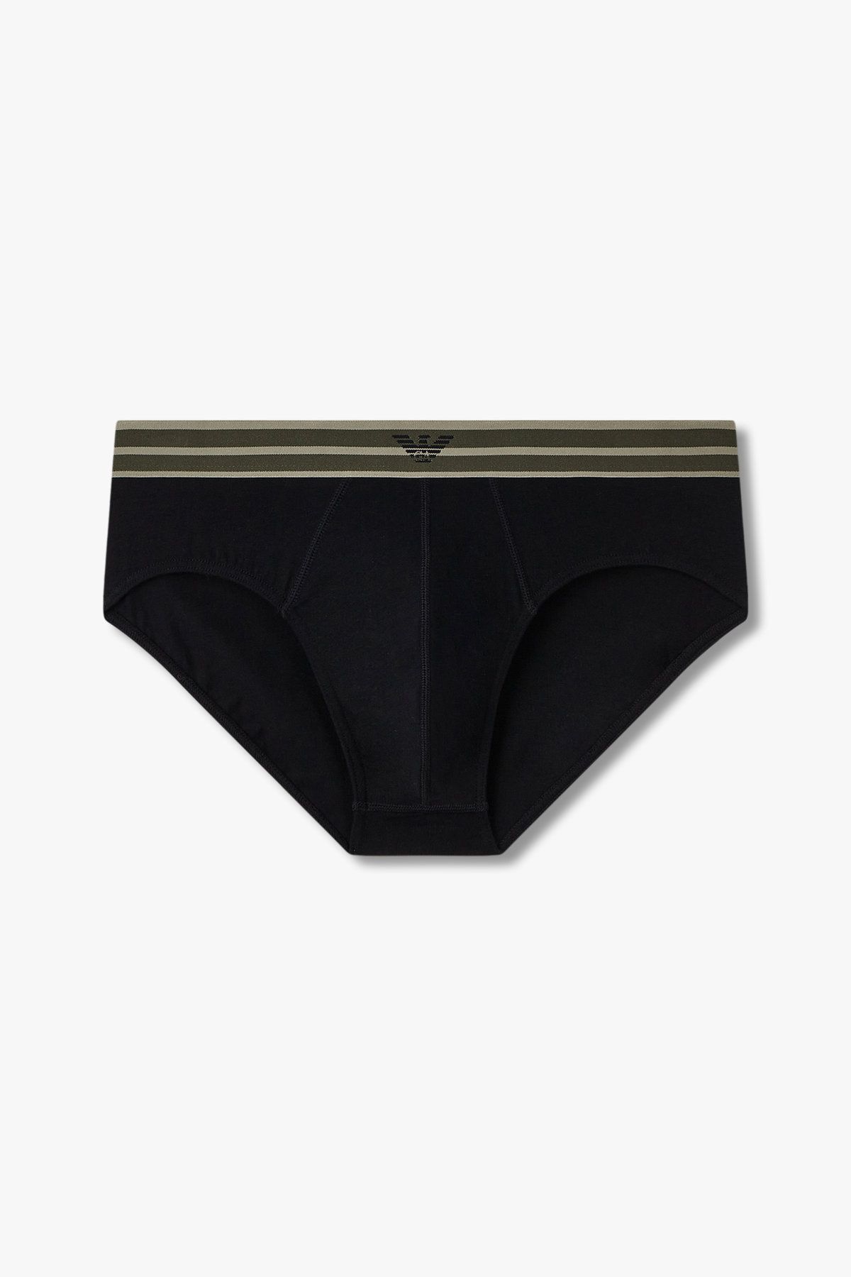 엠포리오 아르마니 언더웨어(EMPORIO ARMANI UNDERWEAR) 남성 배색 스트라이프 밴딩 코튼 브리프 _블랙 0815111043