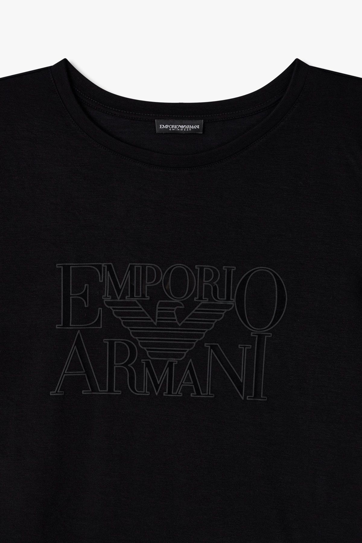 엠포리오 아르마니 언더웨어(EMPORIO ARMANI UNDERWEAR) 여성 메쉬 로고 라운지 맥시 티셔츠 _블랙 0825119506