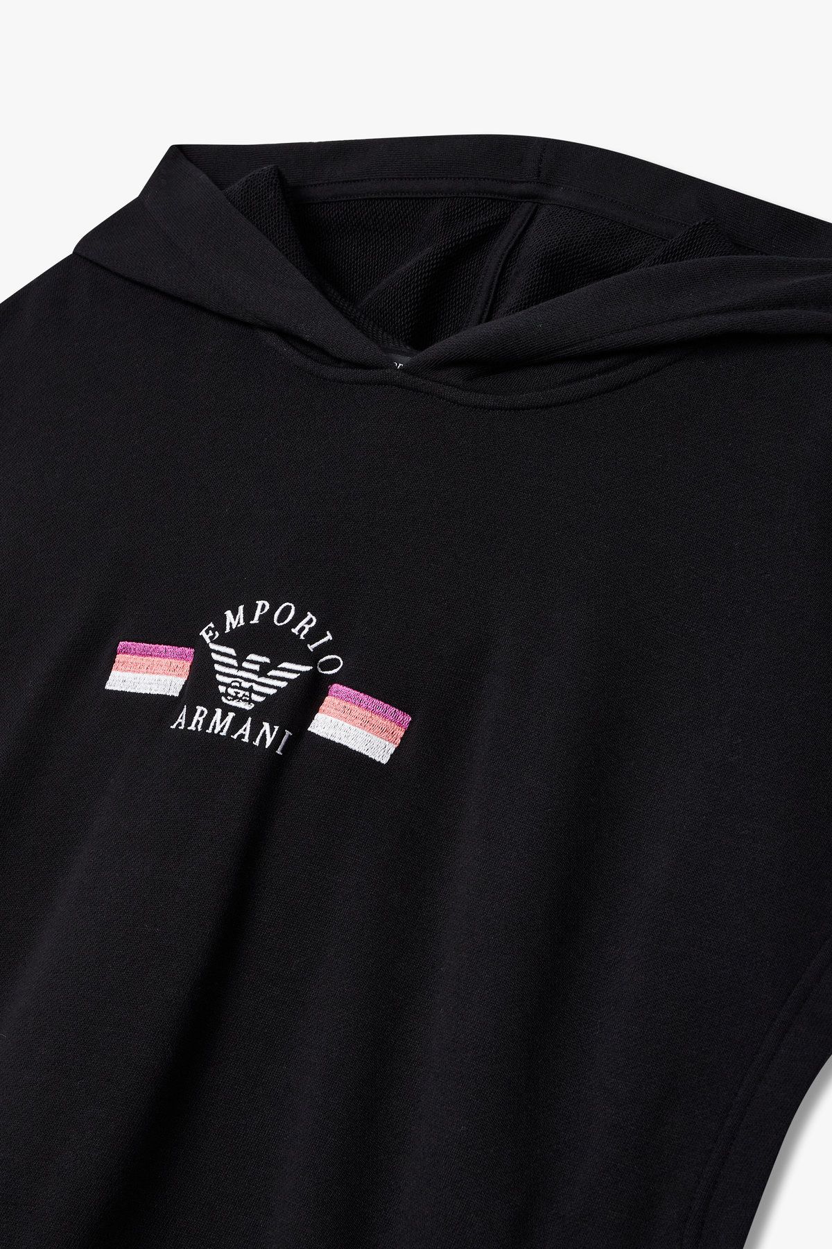 엠포리오 아르마니 언더웨어(EMPORIO ARMANI UNDERWEAR) 여성 로고 자수 라운지 후드 탑 _블랙 0825138503