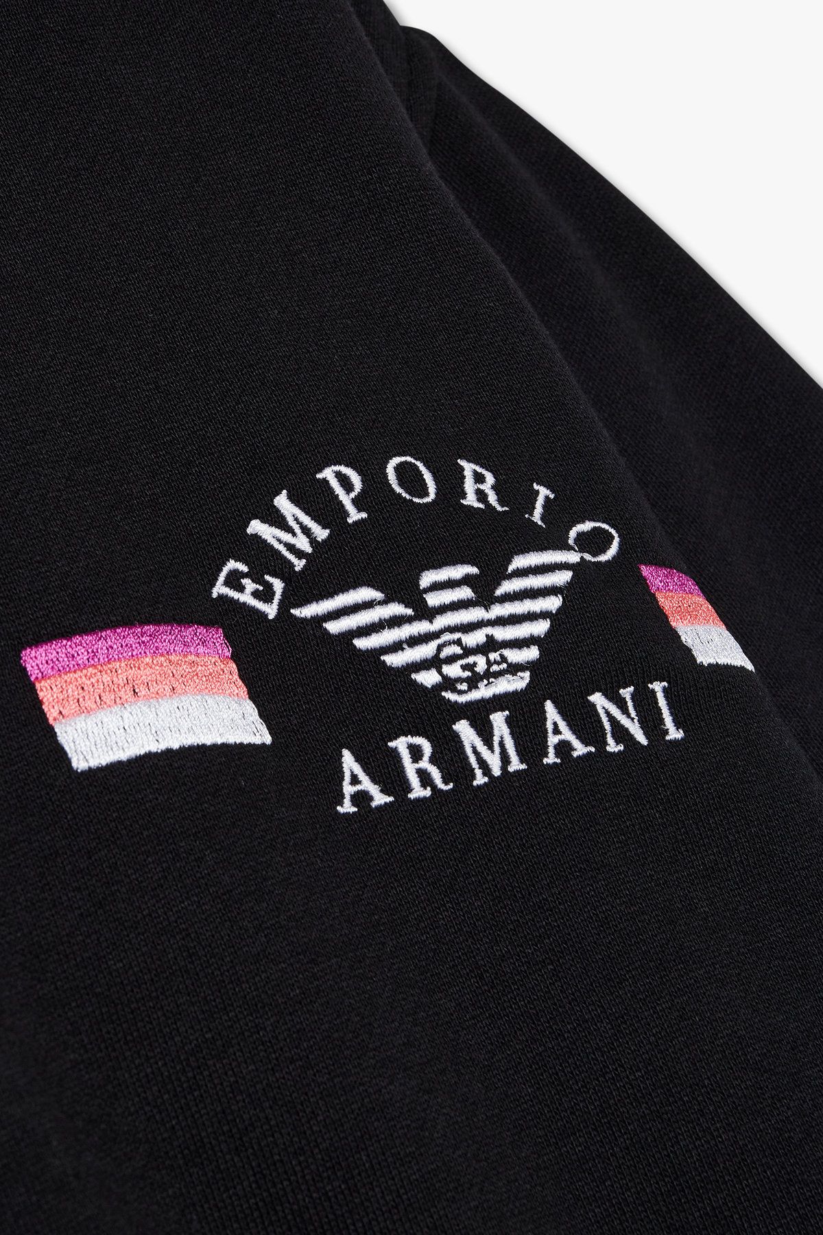 엠포리오 아르마니 언더웨어(EMPORIO ARMANI UNDERWEAR) 여성 로고 자수 라운지 후드 집업 _블랙 0825138504