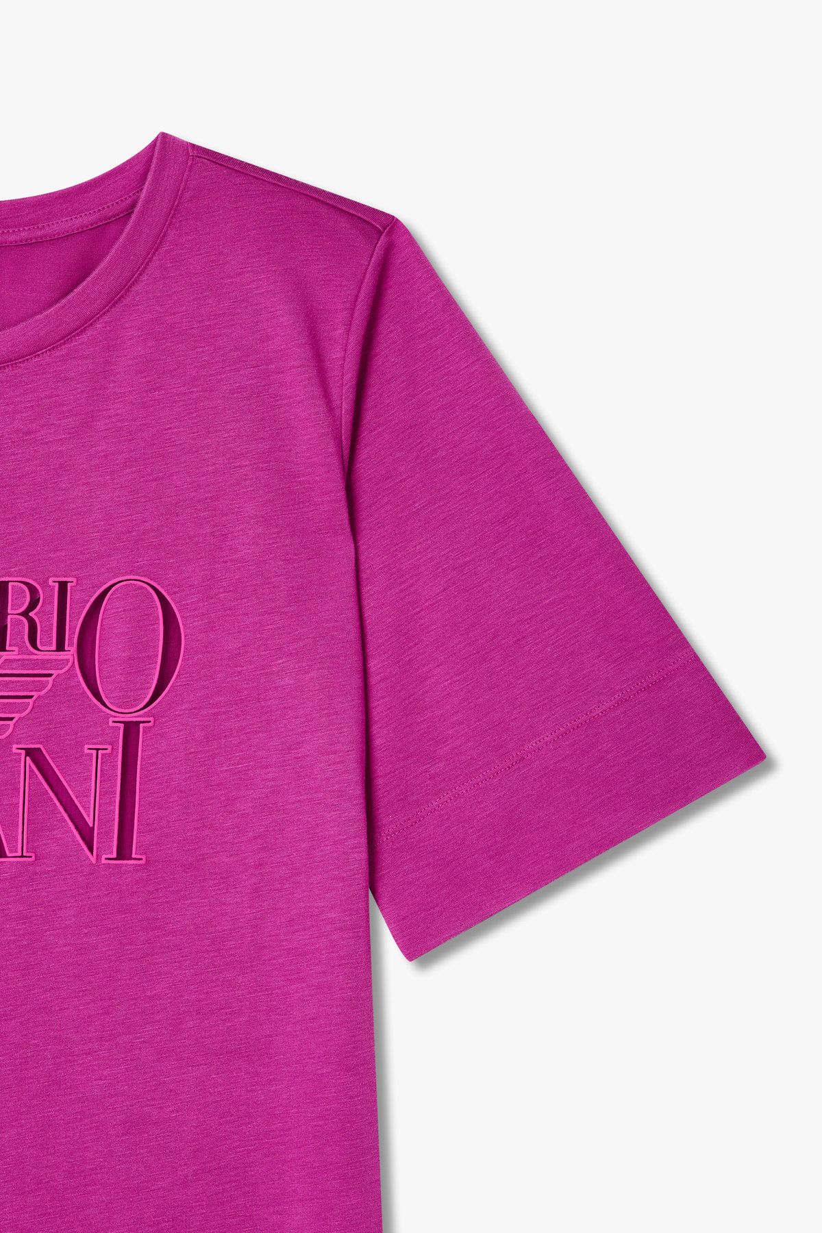 엠포리오 아르마니 언더웨어(EMPORIO ARMANI UNDERWEAR) 여성 메쉬 로고 라운지 맥시 티셔츠 _퍼플 0825119505
