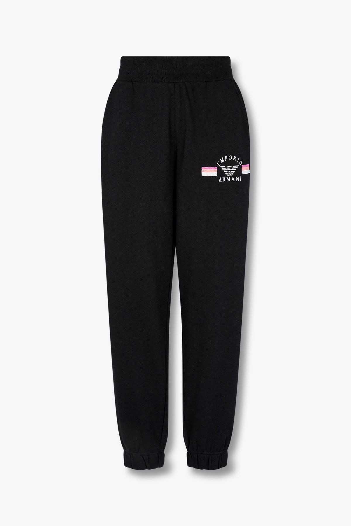 엠포리오 아르마니 언더웨어(EMPORIO ARMANI UNDERWEAR) 여성 로고 자수 라운지 조거 팬츠 _블랙 0825132502