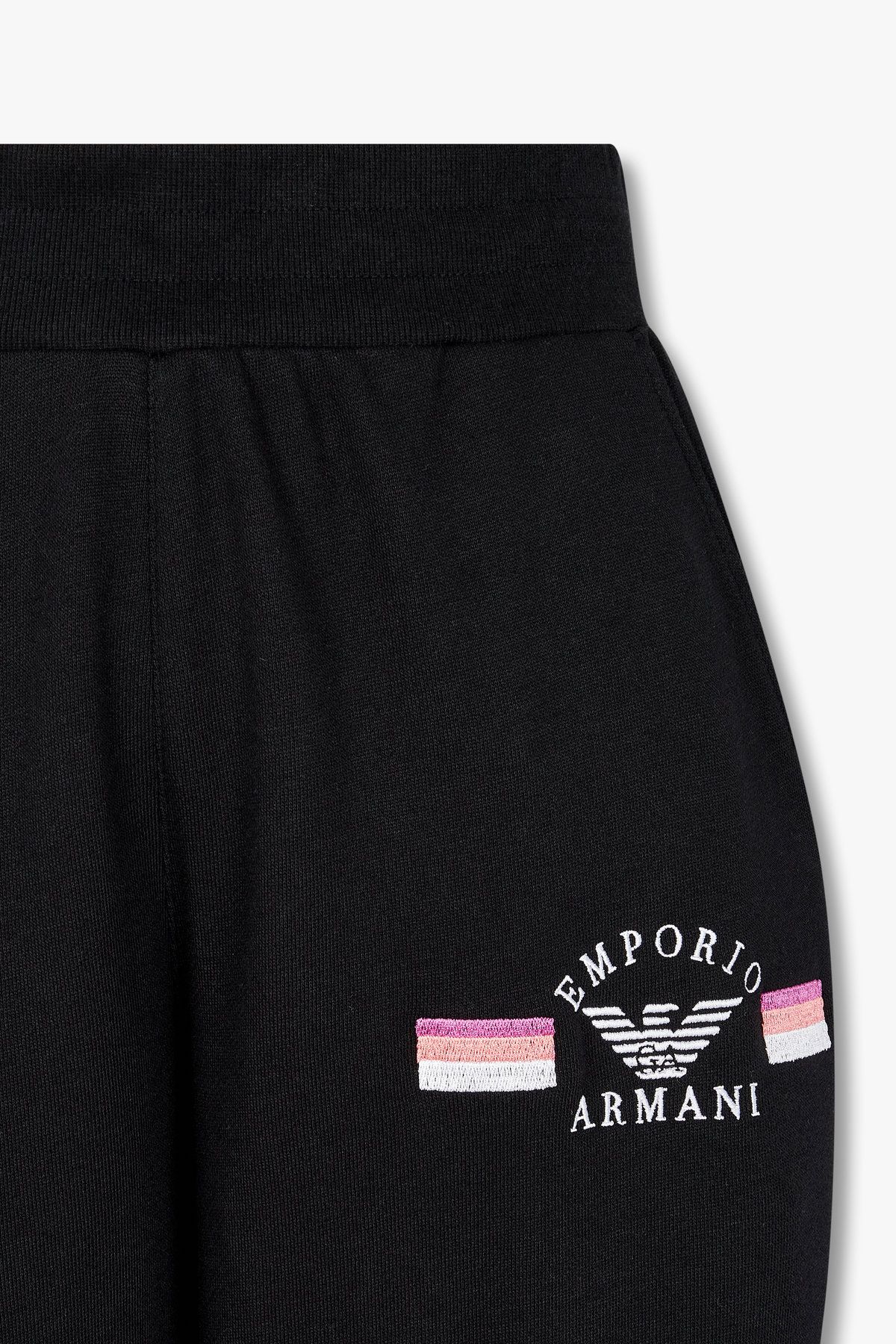 엠포리오 아르마니 언더웨어(EMPORIO ARMANI UNDERWEAR) 여성 로고 자수 라운지 조거 팬츠 _블랙 0825132502