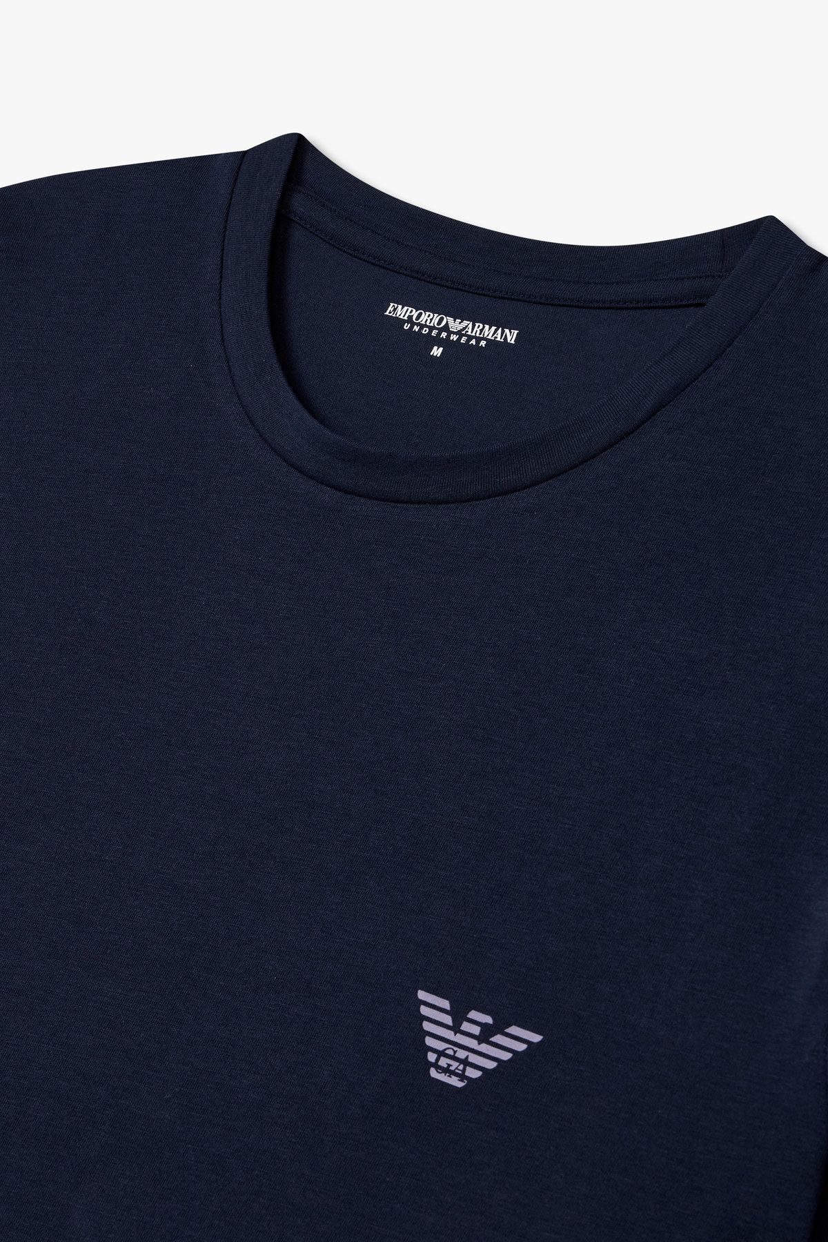 엠포리오 아르마니 언더웨어(EMPORIO ARMANI UNDERWEAR) 남성 이글 로고 소프트 라운지 티셔츠 _다크 블루 0815134001
