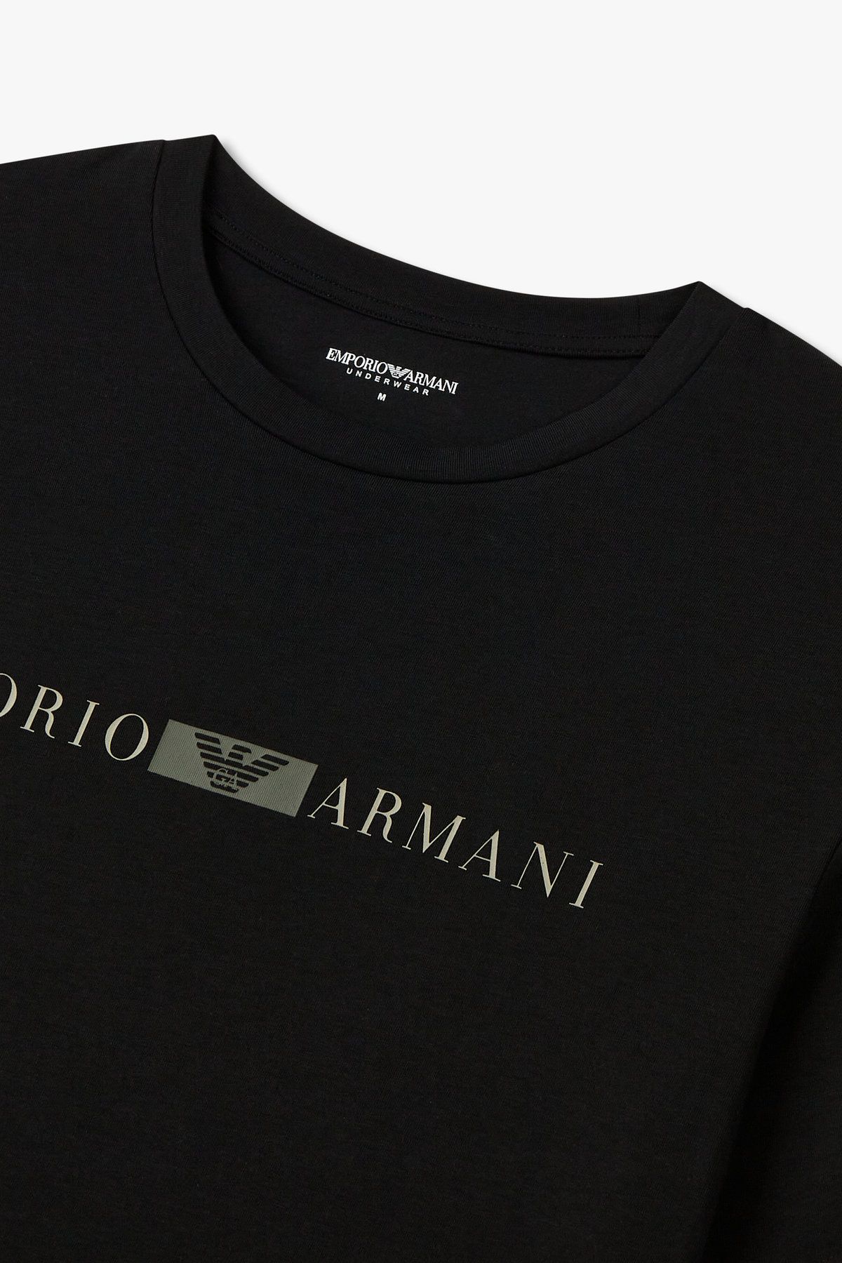 엠포리오 아르마니 언더웨어(EMPORIO ARMANI UNDERWEAR) 남성 프론트 로고 라운지 티셔츠 _블랙 0815114005