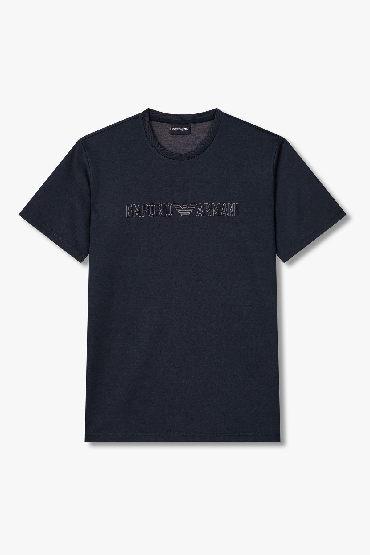 엠포리오 아르마니 언더웨어(EMPORIO ARMANI UNDERWEAR) 남성 아웃라인 로고 라운지 티셔츠 _다크 블루 0815114016