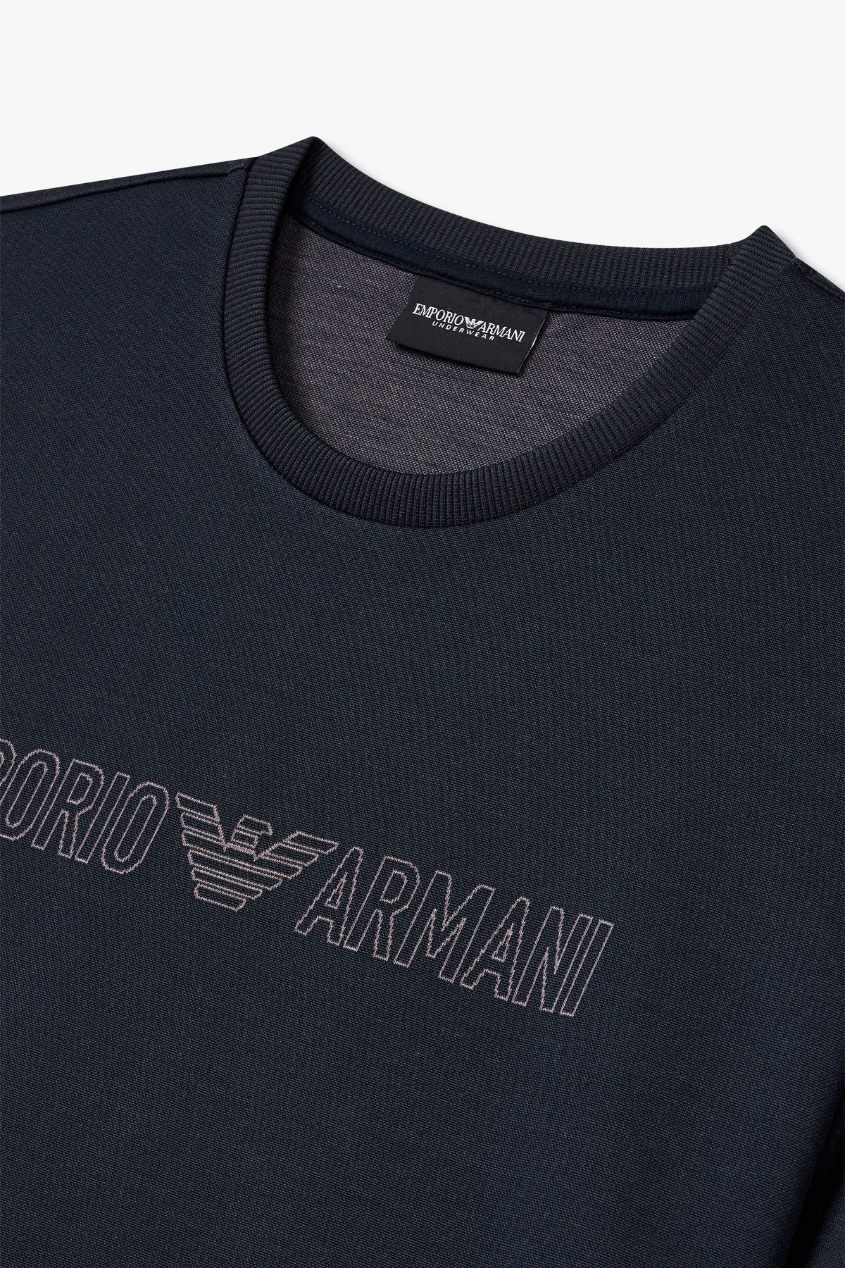 엠포리오 아르마니 언더웨어(EMPORIO ARMANI UNDERWEAR) 남성 아웃라인 로고 라운지 티셔츠 _다크 블루 0815114016