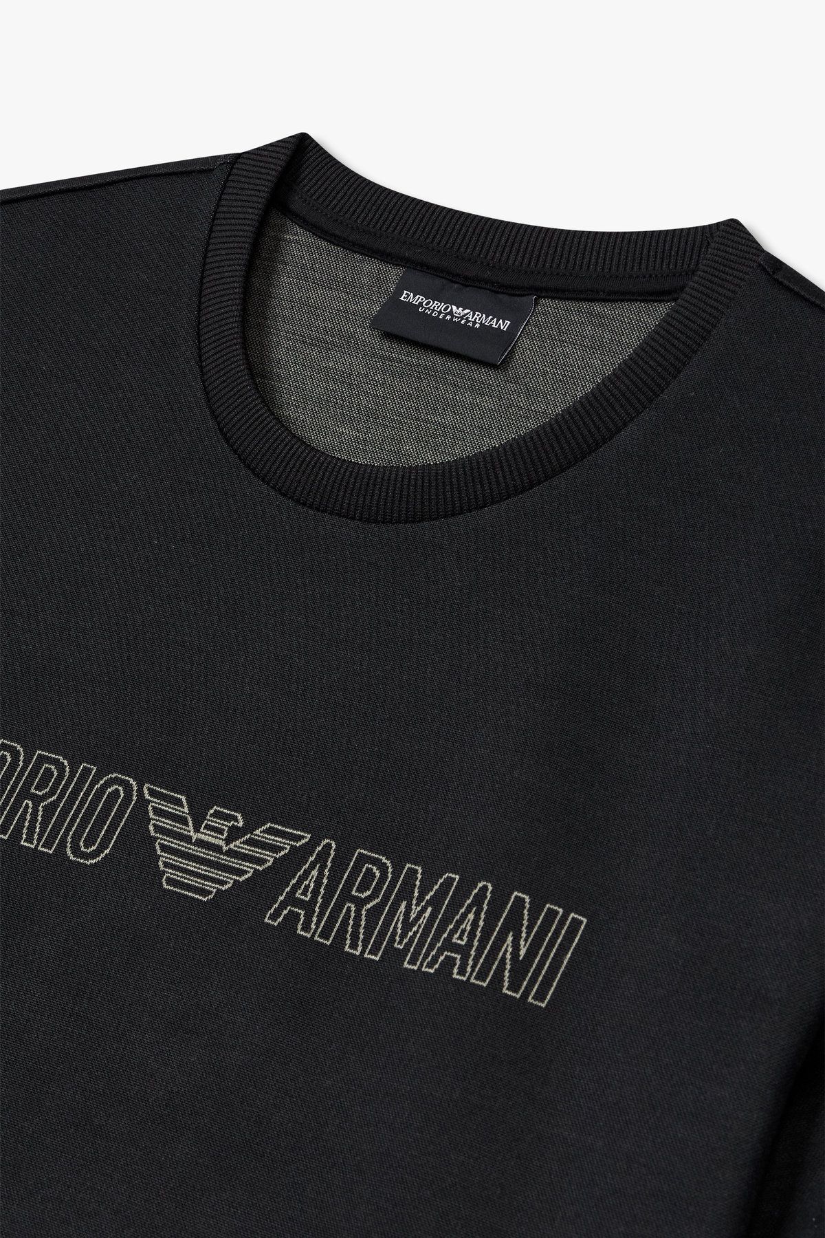 엠포리오 아르마니 언더웨어(EMPORIO ARMANI UNDERWEAR) 남성 아웃라인 로고 라운지 티셔츠 _블랙 0815114017