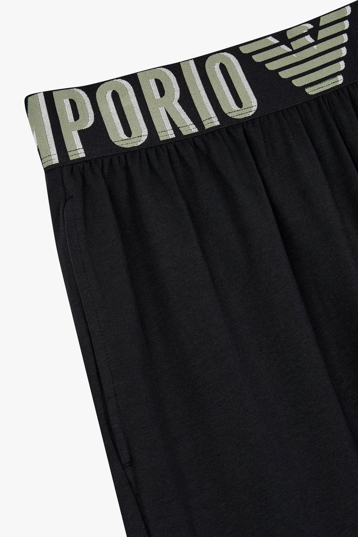 엠포리오 아르마니 언더웨어(EMPORIO ARMANI UNDERWEAR) 남성 볼드 로고 밴딩 라운지 쇼츠 _블랙 0815131002