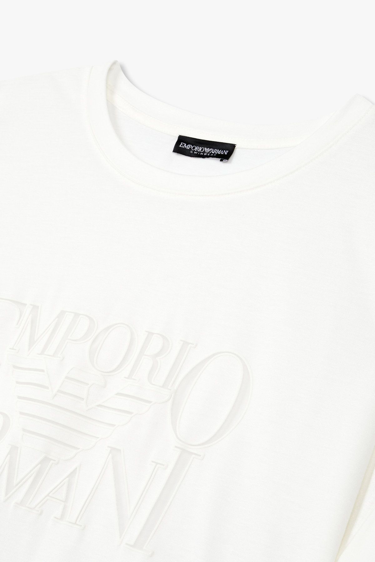 엠포리오 아르마니 언더웨어(EMPORIO ARMANI UNDERWEAR) 여성 아웃 라인 메쉬 로고 티셔츠 _화이트 0825134507