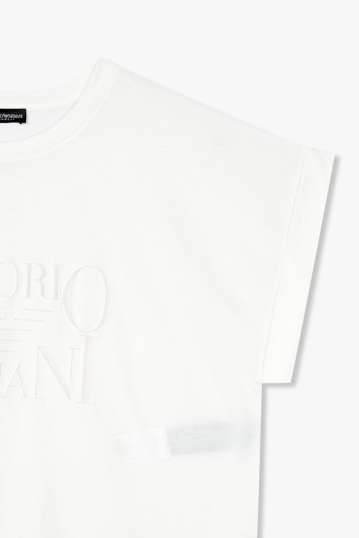 엠포리오 아르마니 언더웨어(EMPORIO ARMANI UNDERWEAR) 여성 아웃 라인 메쉬 로고 티셔츠 _화이트 0825134507