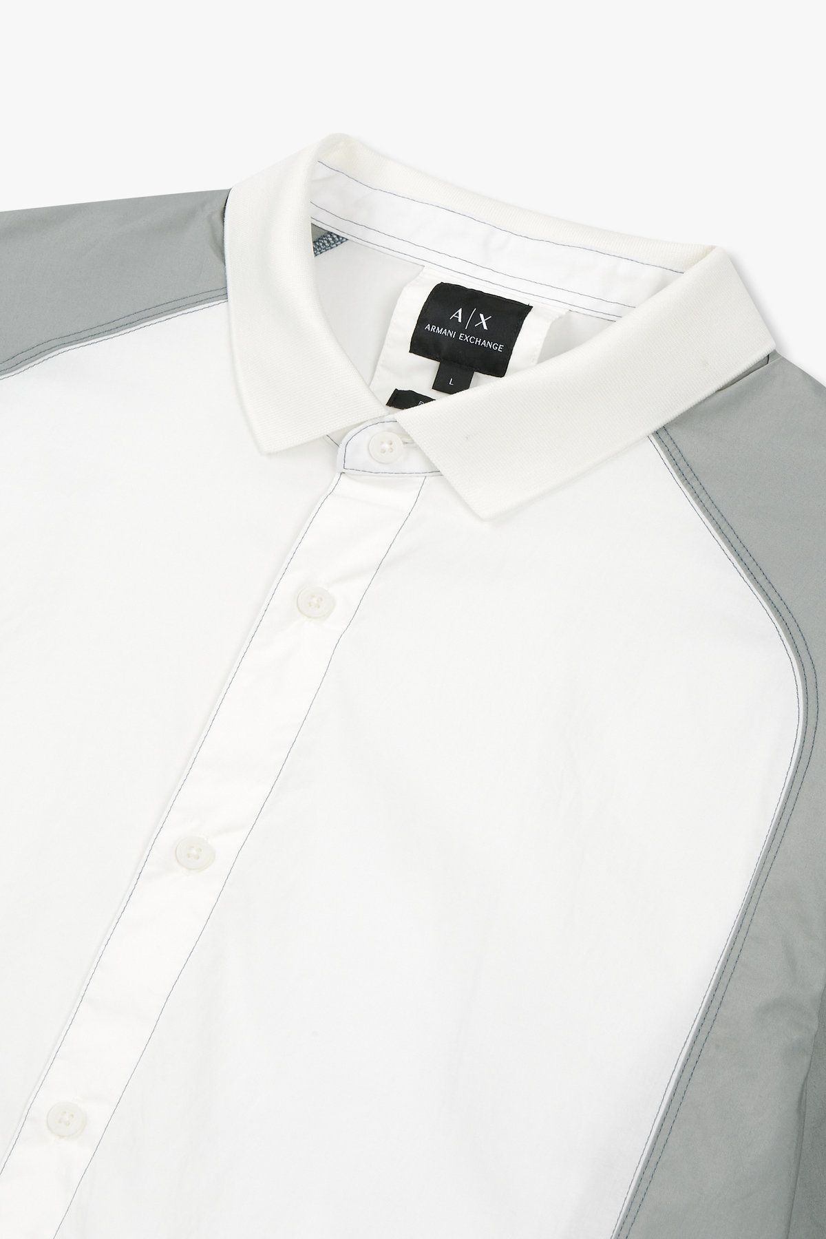아르마니 익스체인지(ARMANI EXCHANGE) 남성 리브드 칼라 컬러 블록 셔츠 _오프 화이트 A415120016