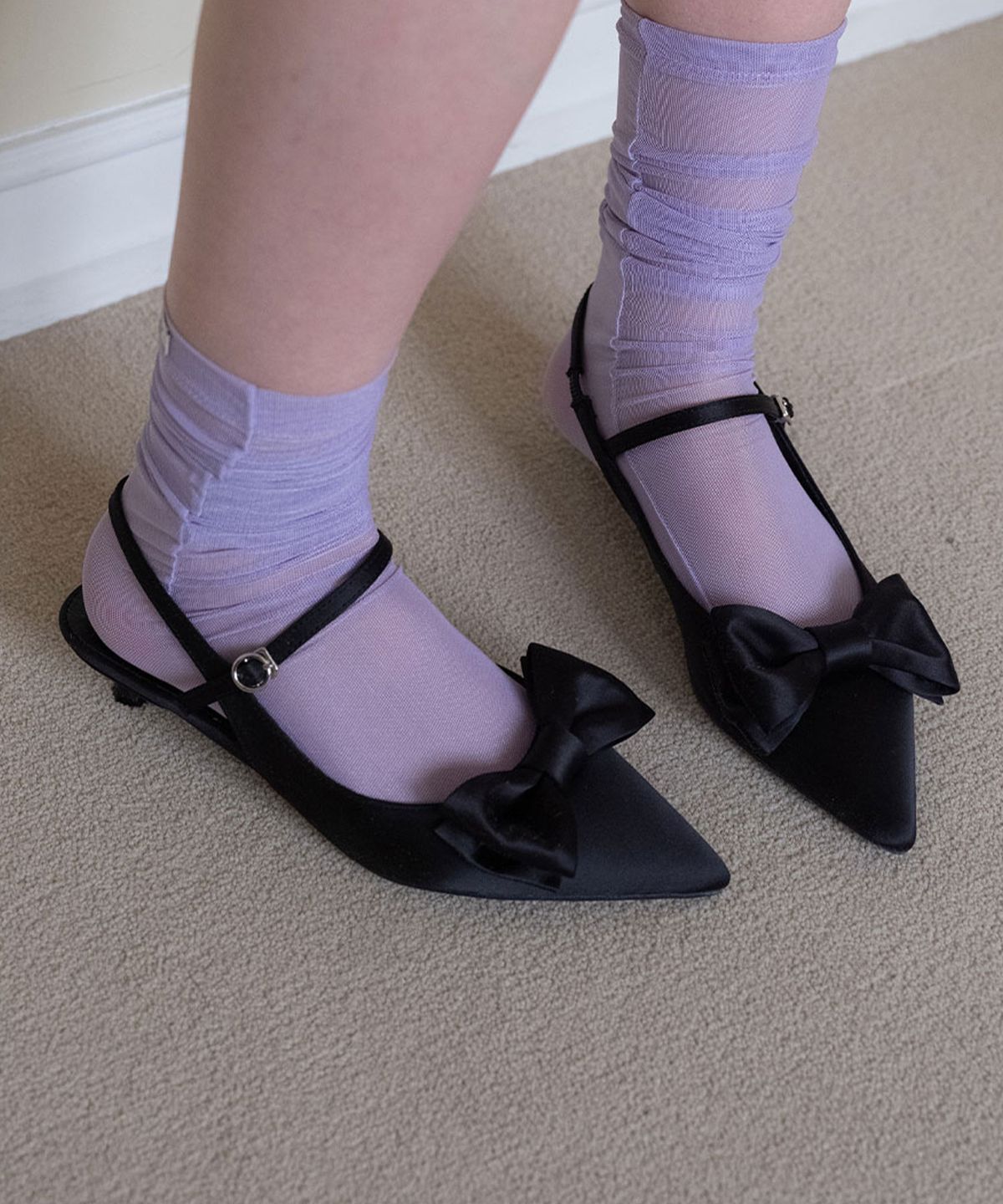 에펠클래식(EIFFELCLASSIC) Elin Ribbon Slingback_ black 엘린 리본 슬링백 3cm