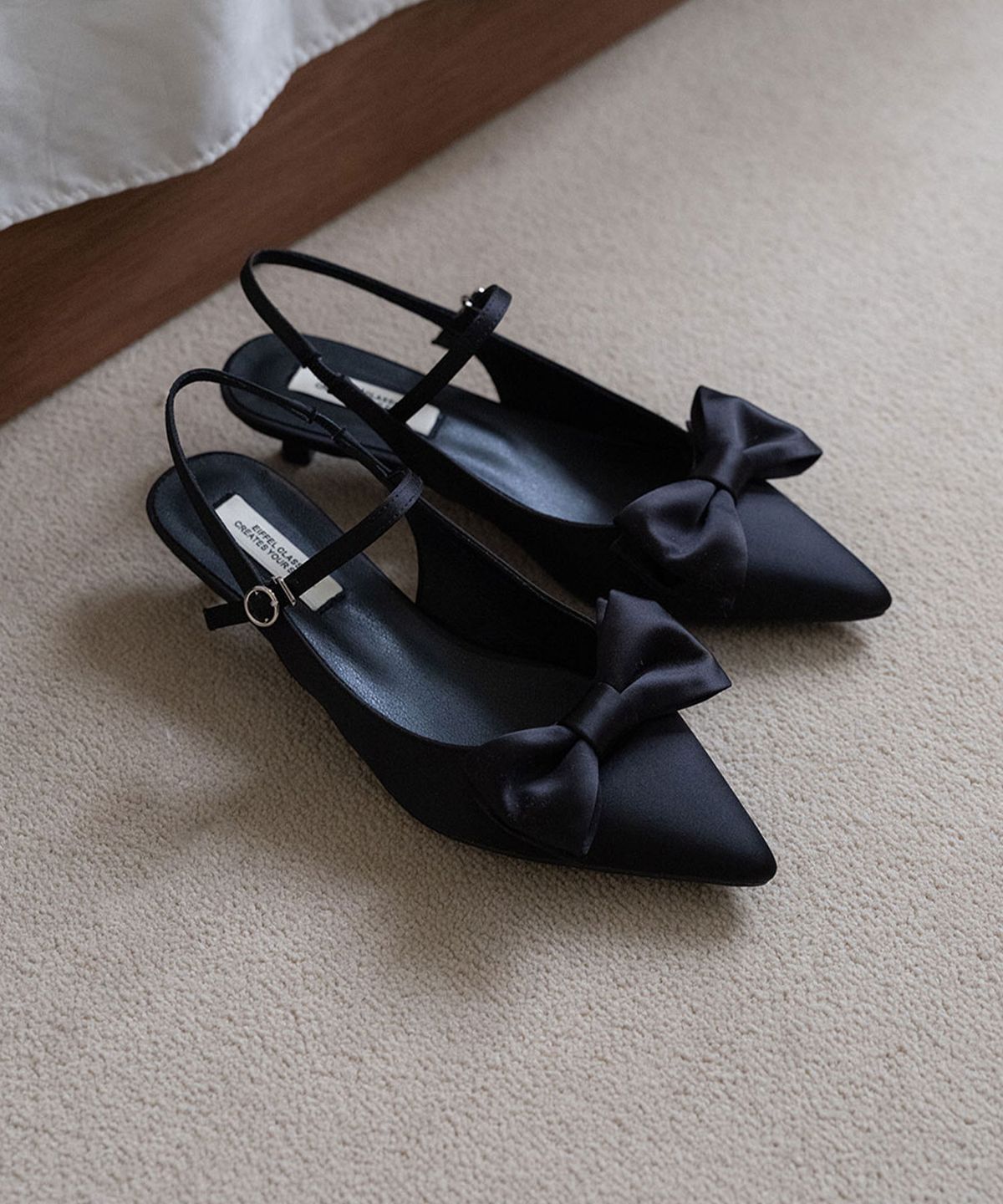 에펠클래식(EIFFELCLASSIC) Elin Ribbon Slingback_ black 엘린 리본 슬링백 3cm