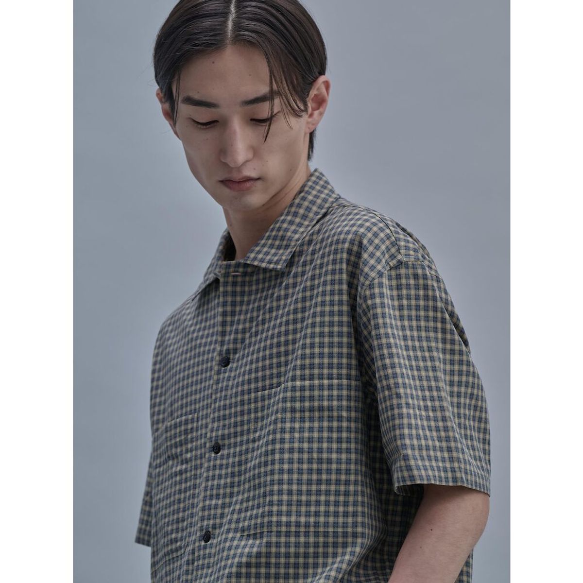 시프트지(SHIFT.G) Micro Pattern Cloud Shirts  Mustard
