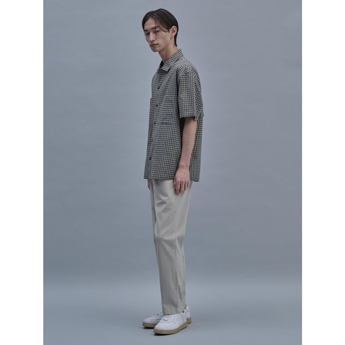 시프트지(SHIFT.G) Micro Pattern Cloud Shirts  Mustard