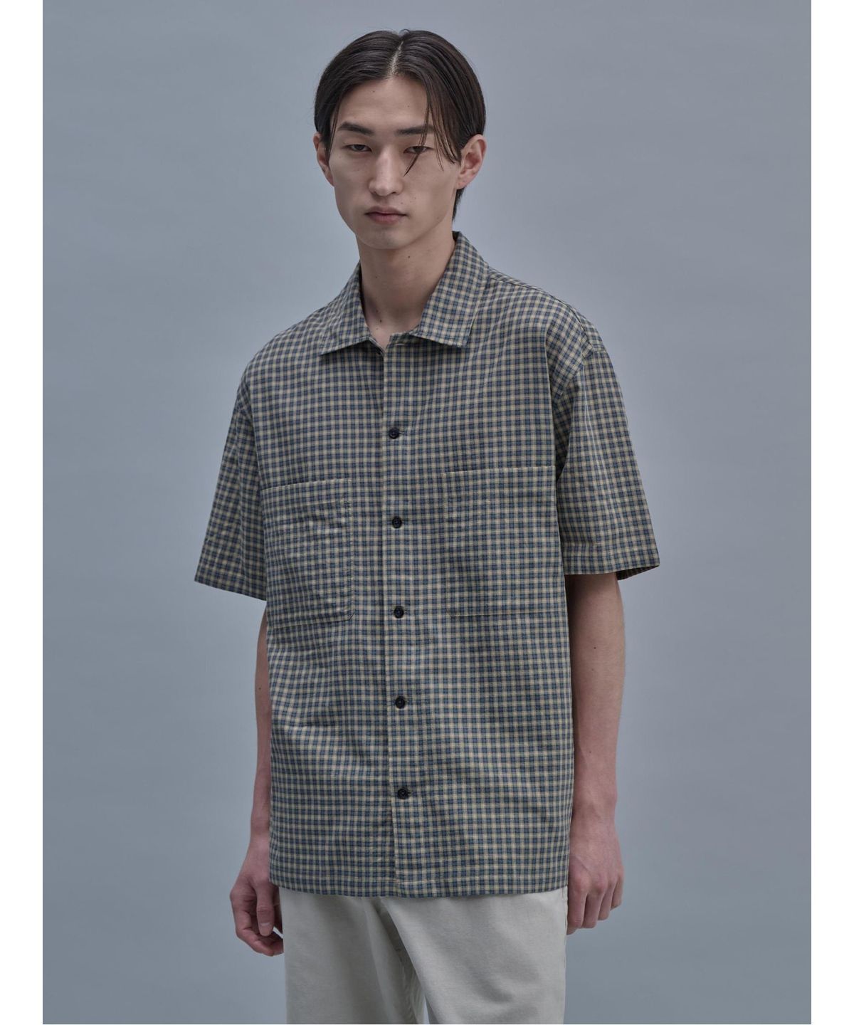 시프트지(SHIFT.G) Micro Pattern Cloud Shirts  Mustard