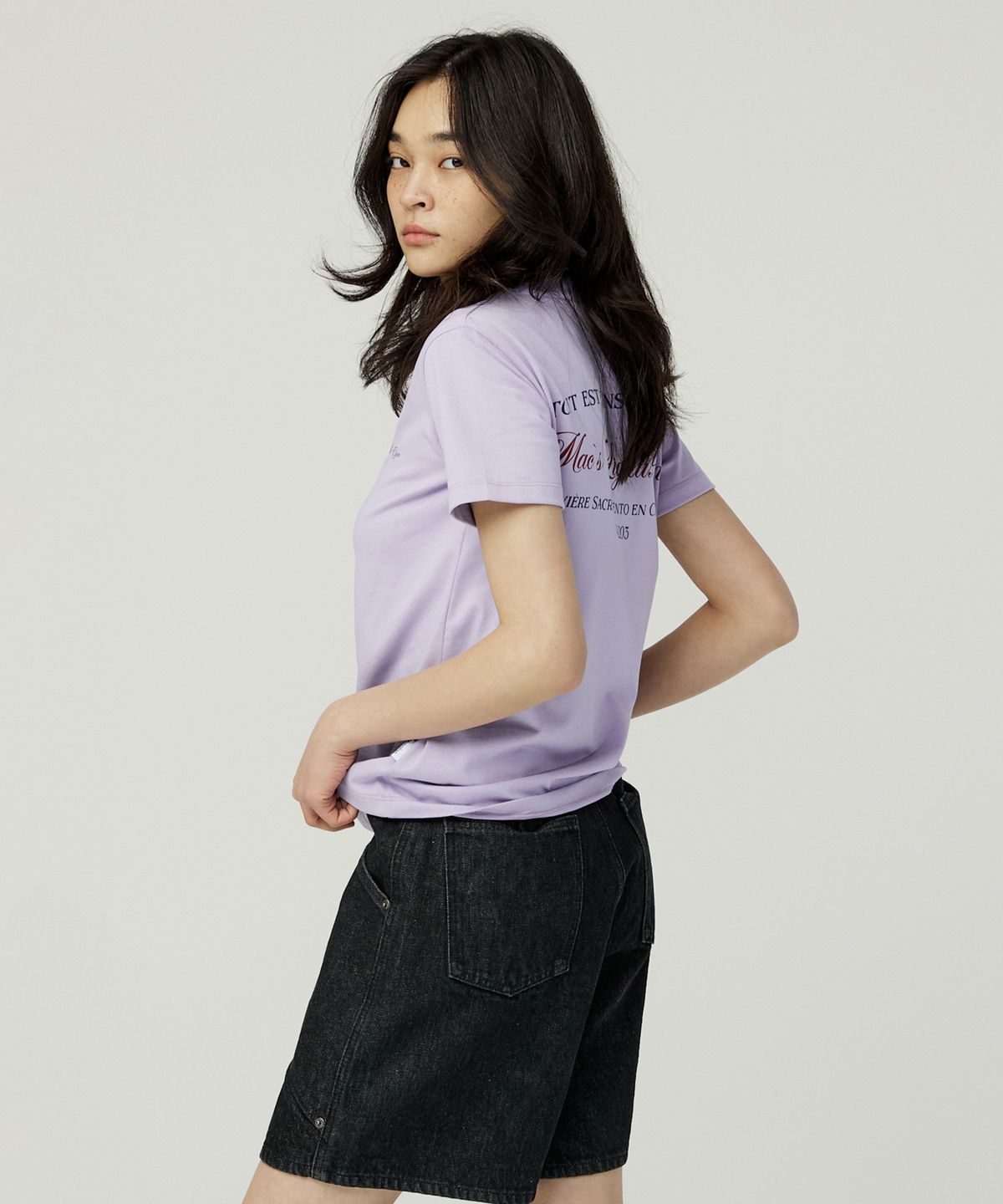 맥우드건(MAGOODGAN) 루디아 3621 웍스토리 스탠다드핏 라벤더 반팔티