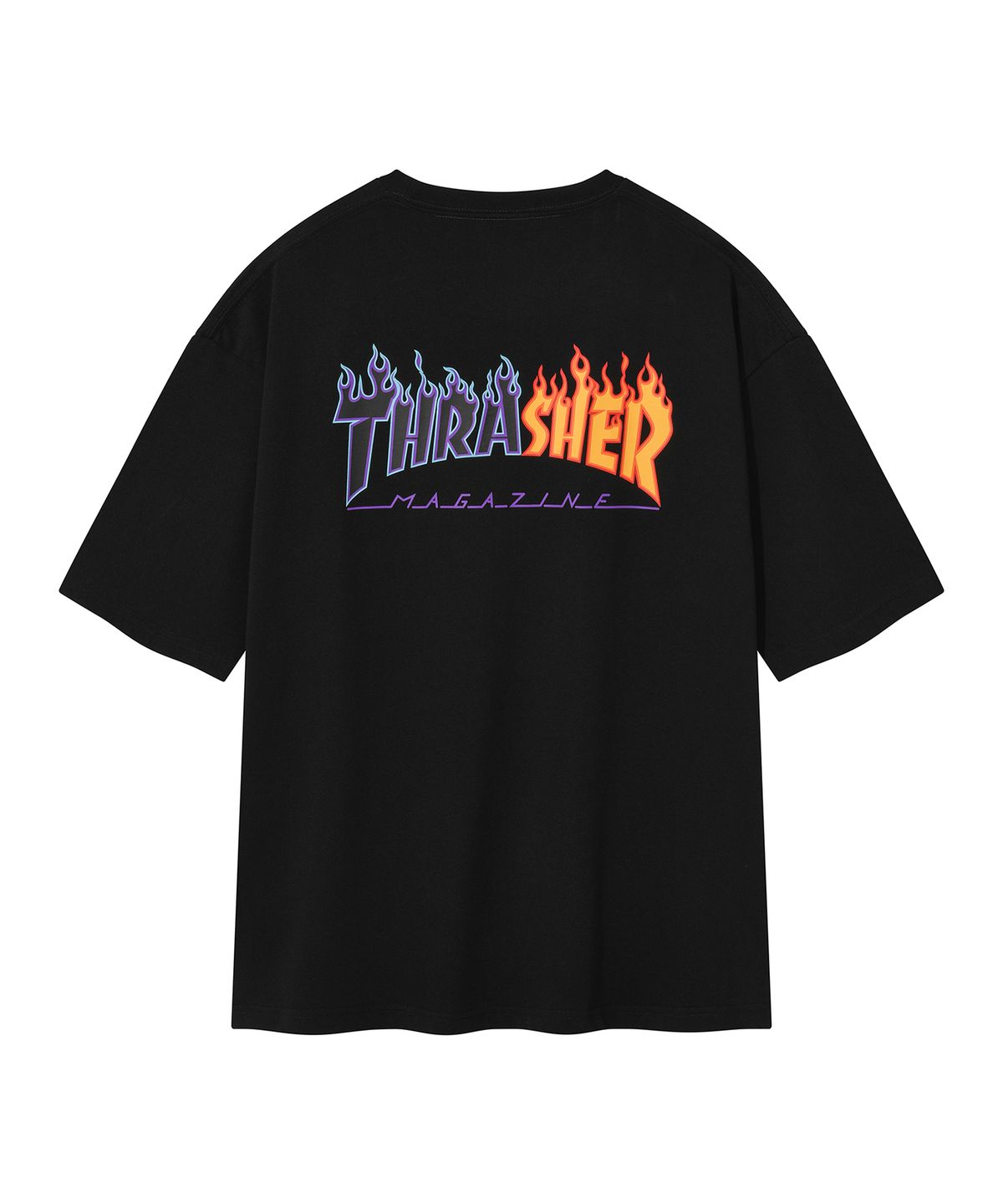 트레셔(THRASHER) 투톤 플레임 반팔 티셔츠 블랙