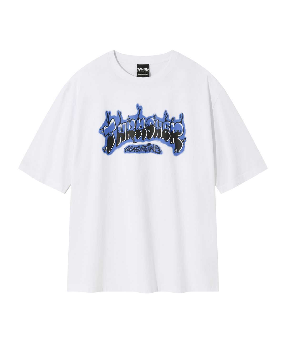 트레셔(THRASHER) 버블 멜팅 그래픽 반팔 티셔츠 화이트