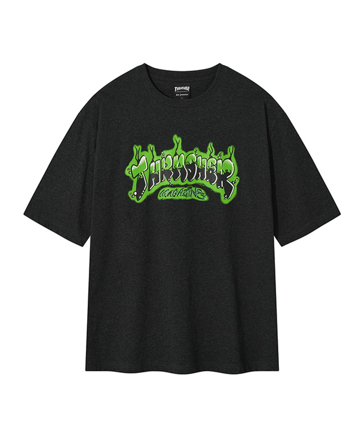 트레셔(THRASHER) 버블 멜팅 그래픽 반팔 티셔츠 멜란지 차콜