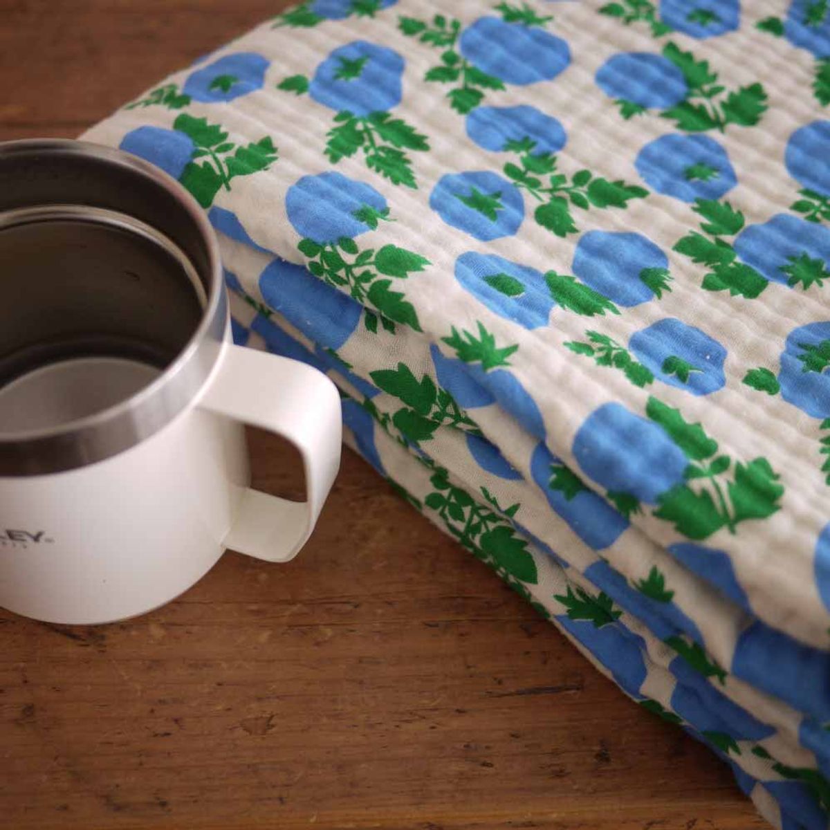 봄봄패브릭스(BOMBOM FABRICS) 4lay4layer gauze blanket 4중거즈 블랭킷/check TOMATO blanket /blue/2size