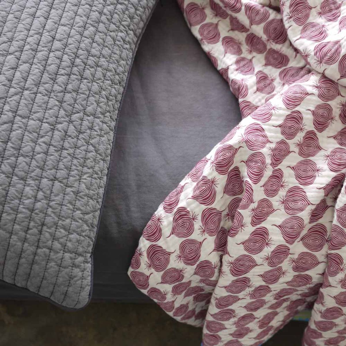 봄봄패브릭스(BOMBOM FABRICS) 4layer gauze blanket 4중거즈 블랭킷/sangria onion + green stripe/2size