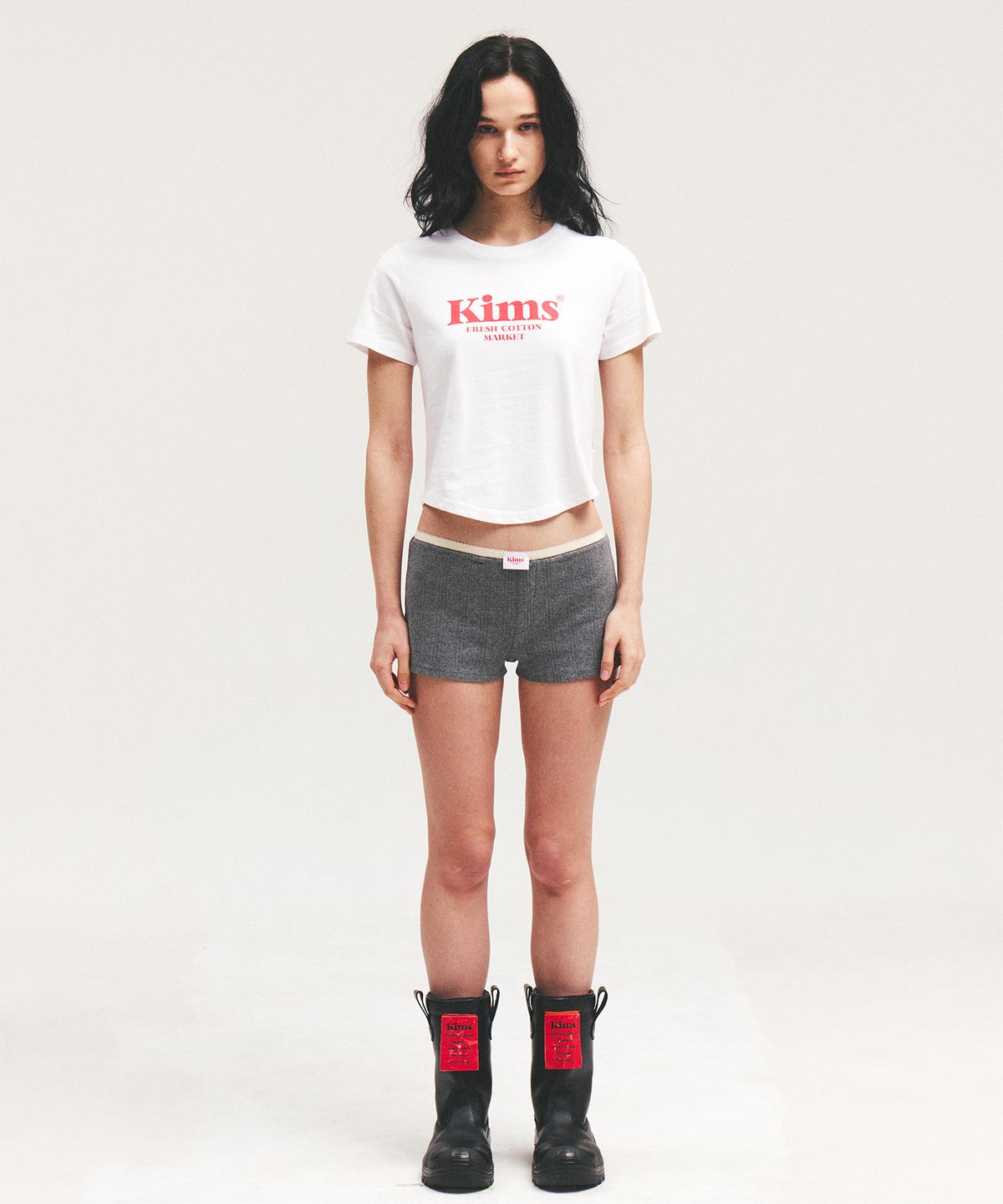 킴스 프레시 코튼 마켓(KIMS FRESH COTTON MARKET) (Unisex) Kims Bam Logo Tee White(red)