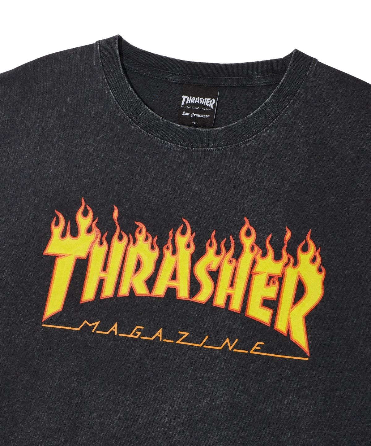 트레셔(THRASHER) 플레임 스톤워싱 반팔 티셔츠 차콜