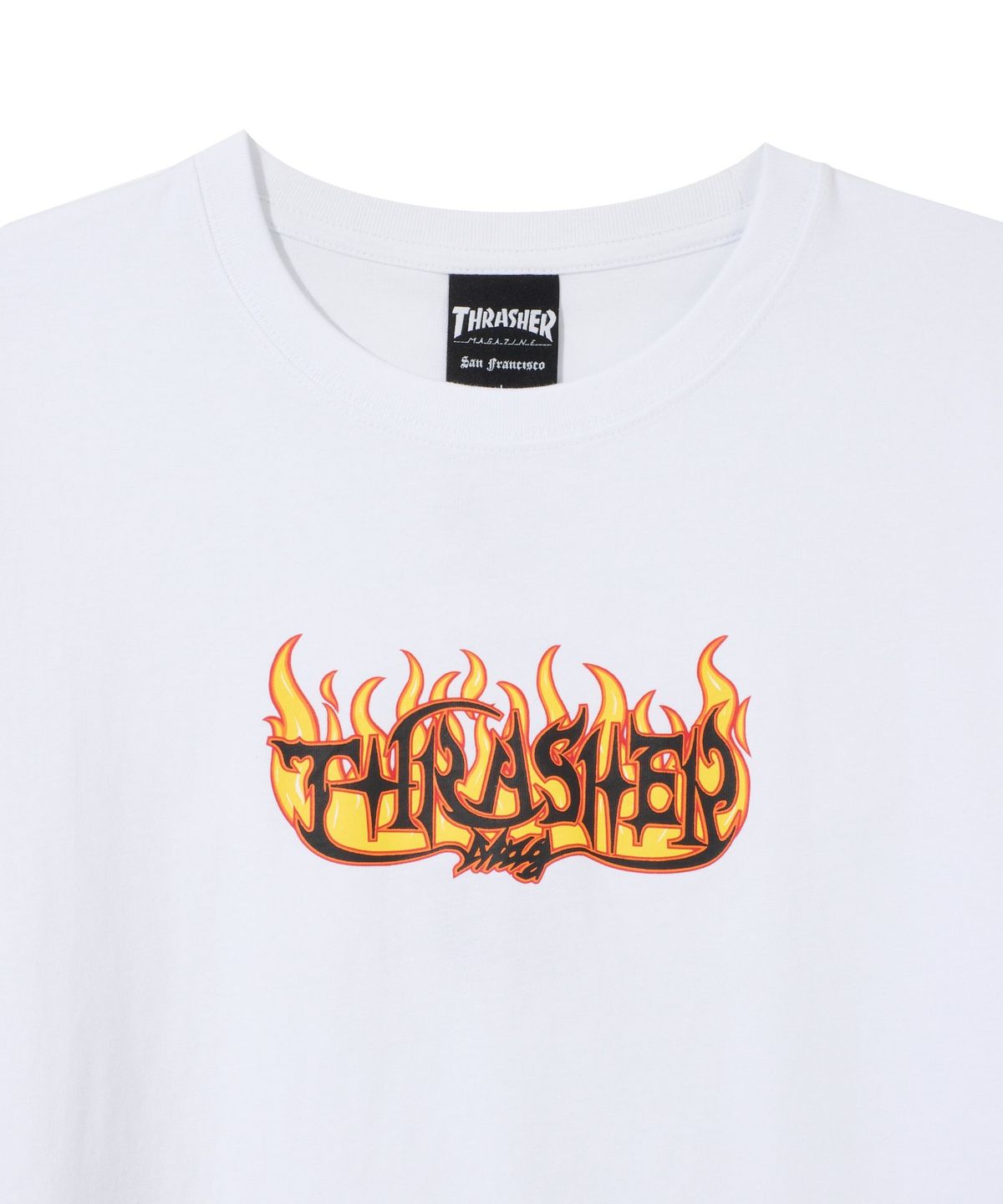 트레셔(THRASHER) 파이어 로고 반팔 티셔츠 화이트