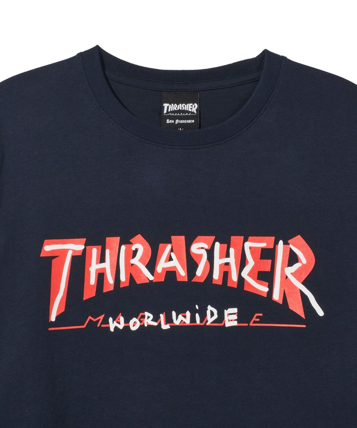 트레셔(THRASHER) 두들 그래픽 반팔 티셔츠 네이비
