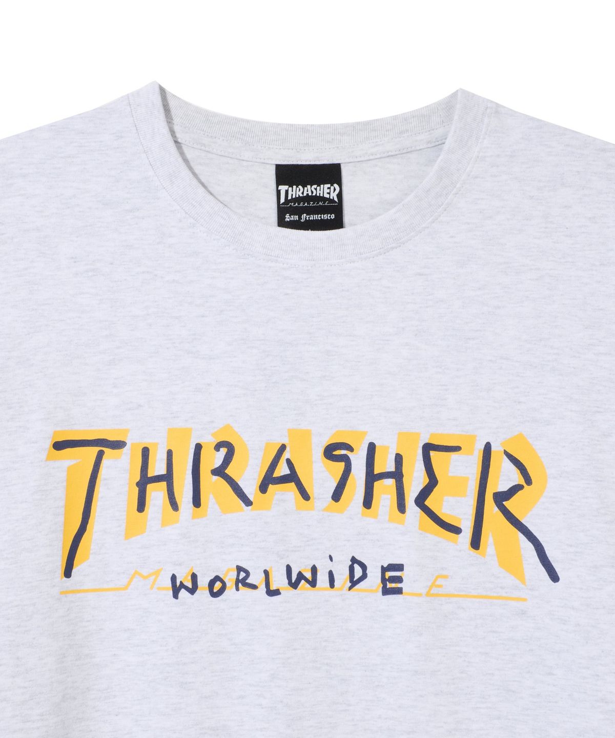 트레셔(THRASHER) 두들 그래픽 반팔 티셔츠 화이트 멜란지
