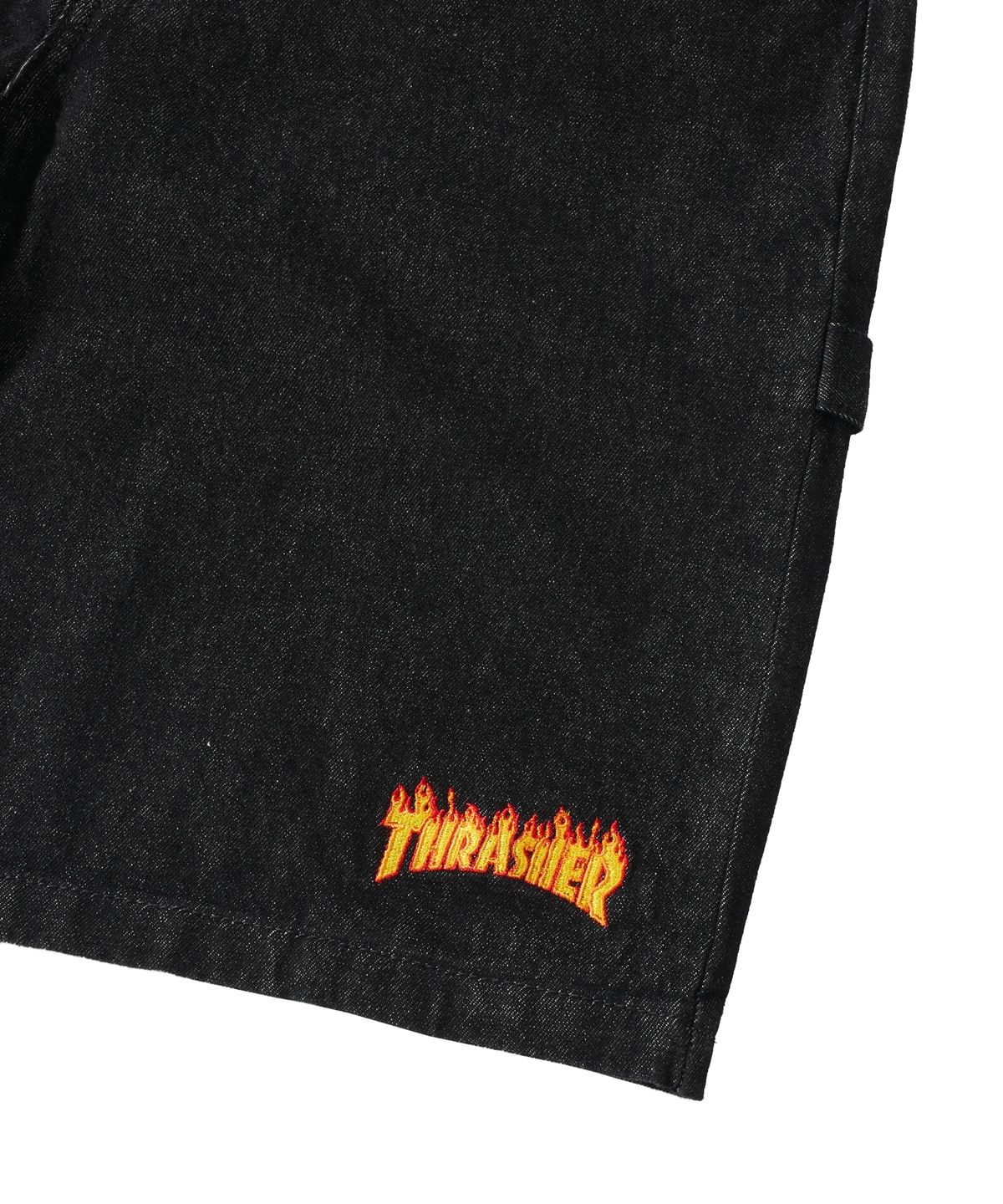 트레셔(THRASHER) 플레임 로고 데님 카펜터 팬츠 블랙