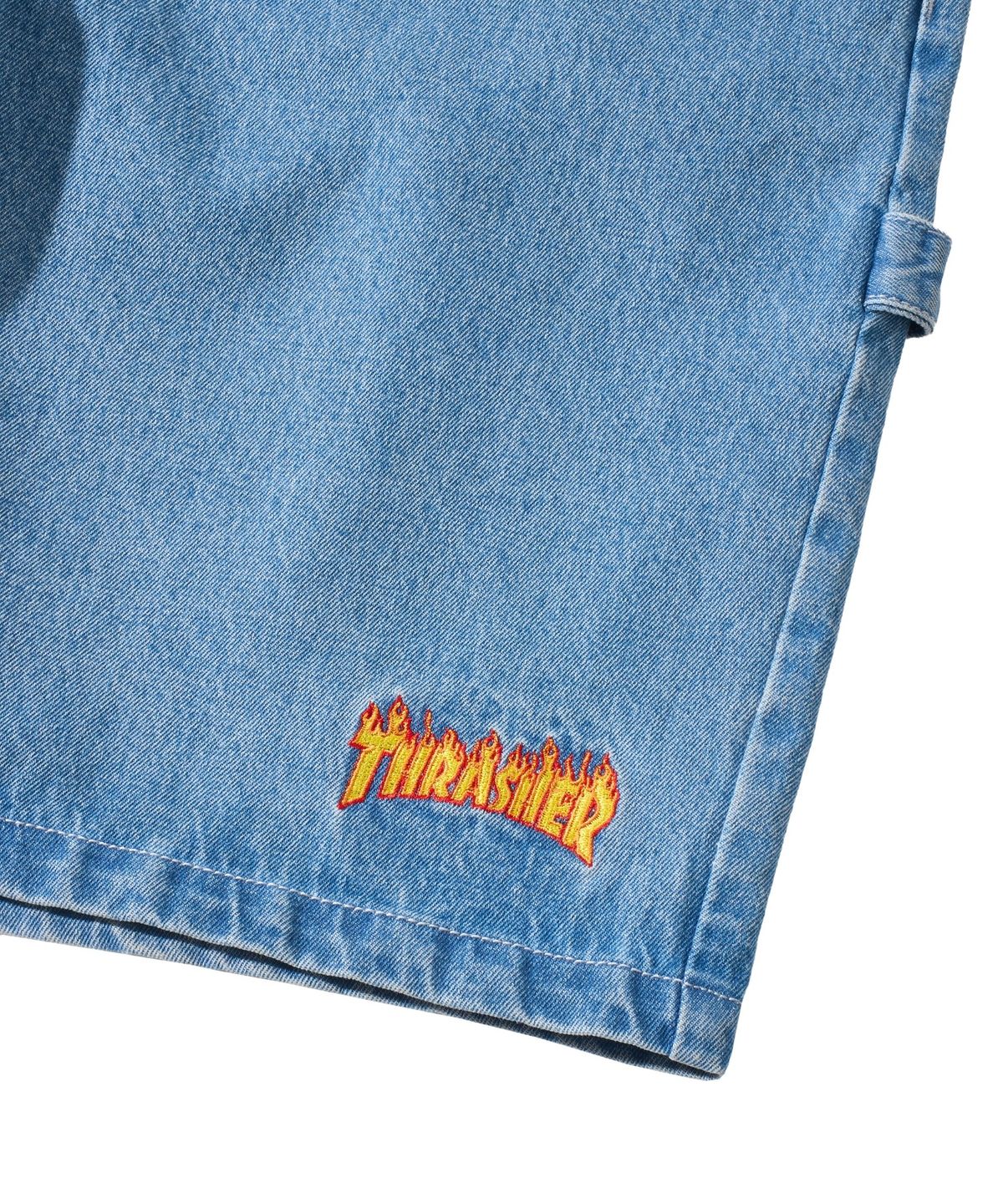 트레셔(THRASHER) 플레임 로고 데님 카펜터 팬츠 라이트 블루