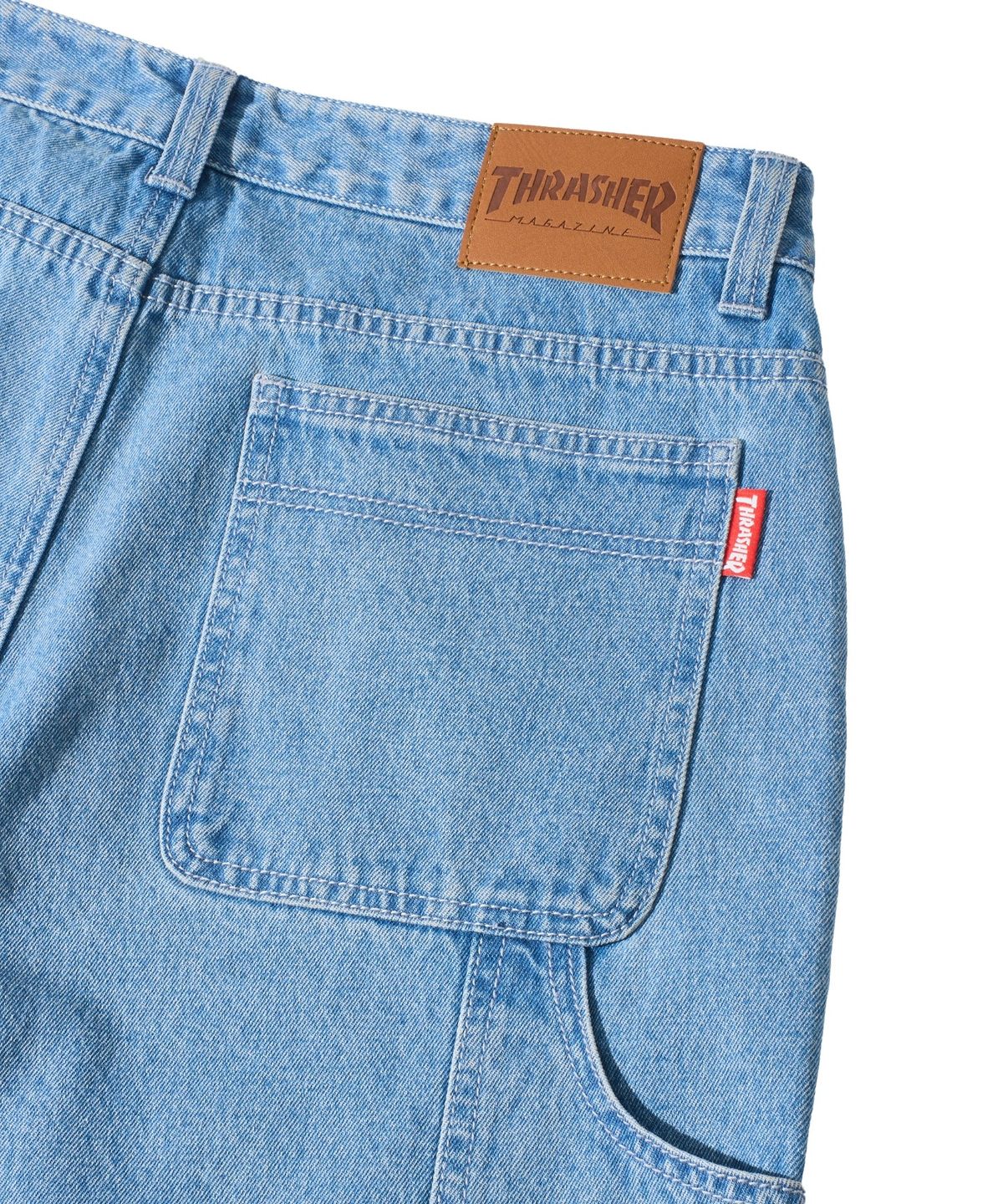 트레셔(THRASHER) 플레임 로고 데님 카펜터 팬츠 라이트 블루