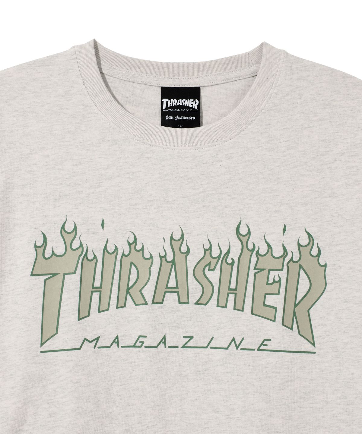 트레셔(THRASHER) 2도 플레임 로고 반팔 티셔츠 오트밀