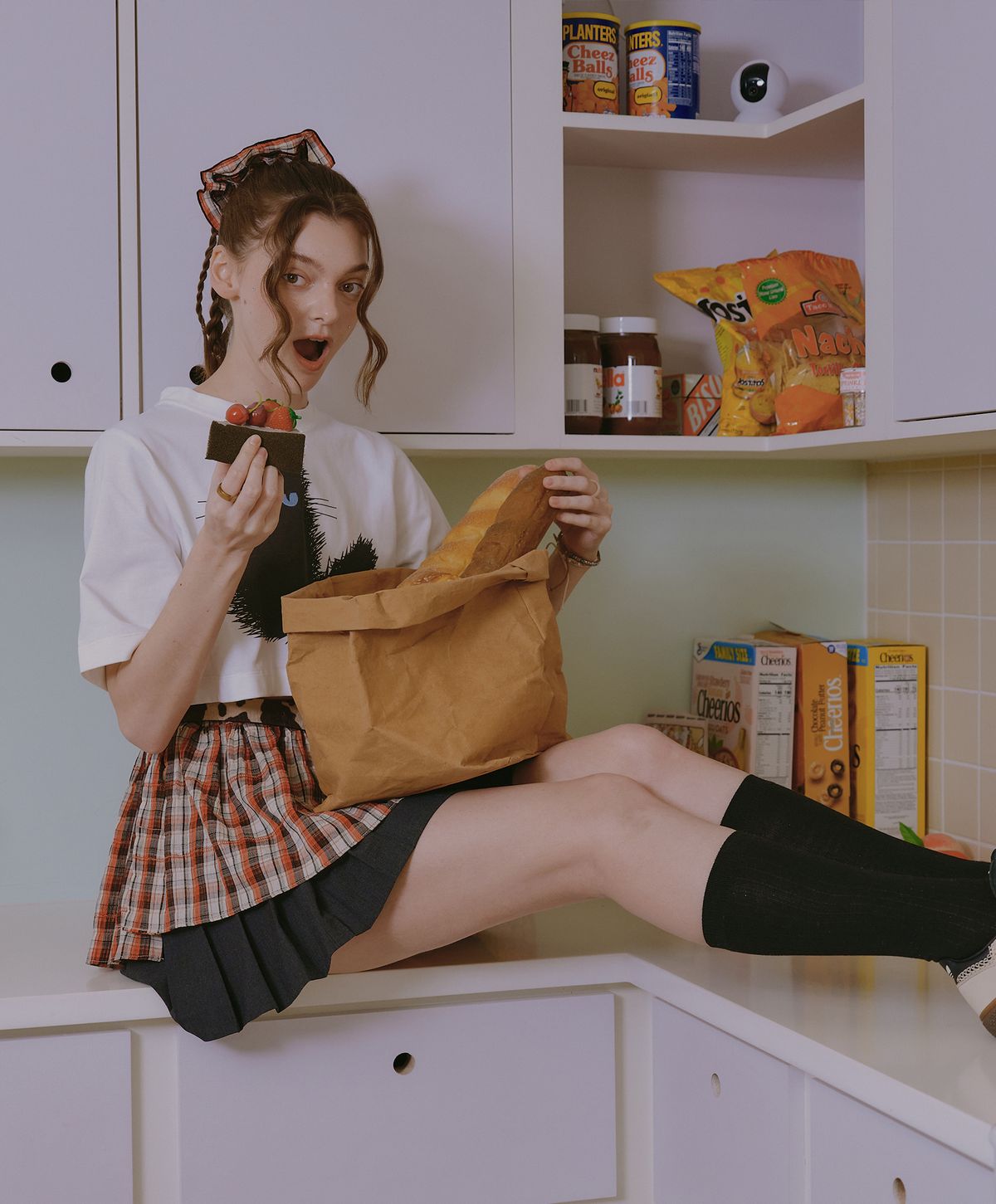 누크피터(NUUKFITTER) NKFT LAYERED CHECK SKIRT_WOMEN [RED]