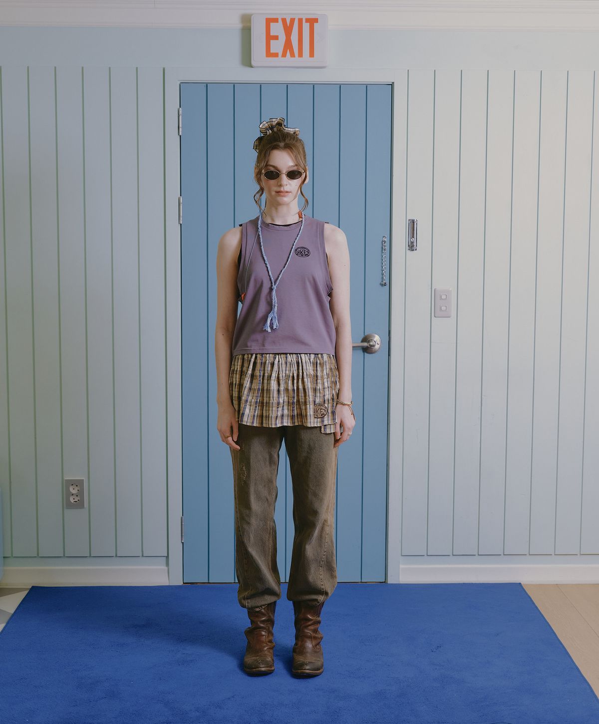 누크피터(NUUKFITTER) NKFT LAYERED CHECK SKIRT_WOMEN [BEIGE]