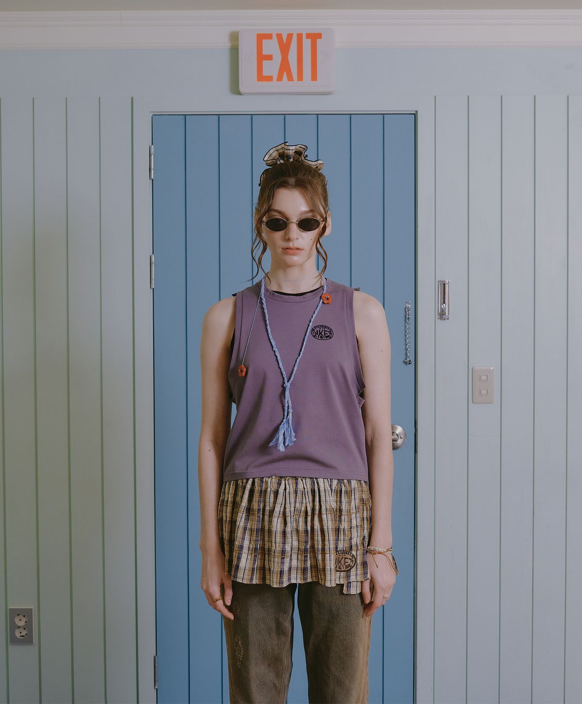 누크피터(NUUKFITTER) NKFT LAYERED CHECK SKIRT_WOMEN [BEIGE]