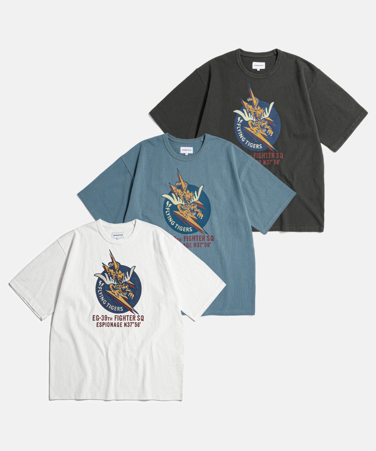 에스피오나지(ESPIONAGE) Flying Tigers Heavyweight Tee Faded Blue