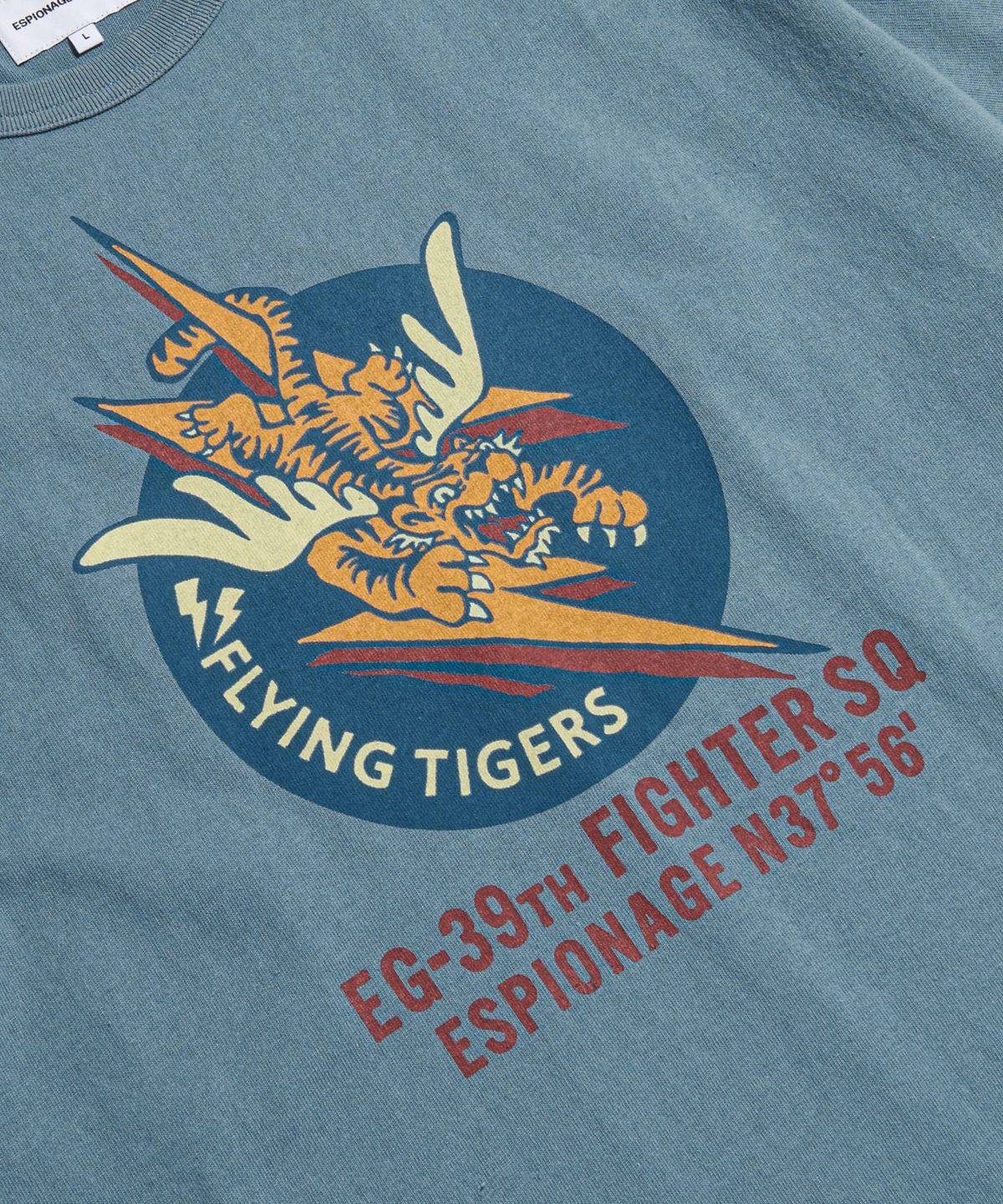 에스피오나지(ESPIONAGE) Flying Tigers Heavyweight Tee Faded Blue