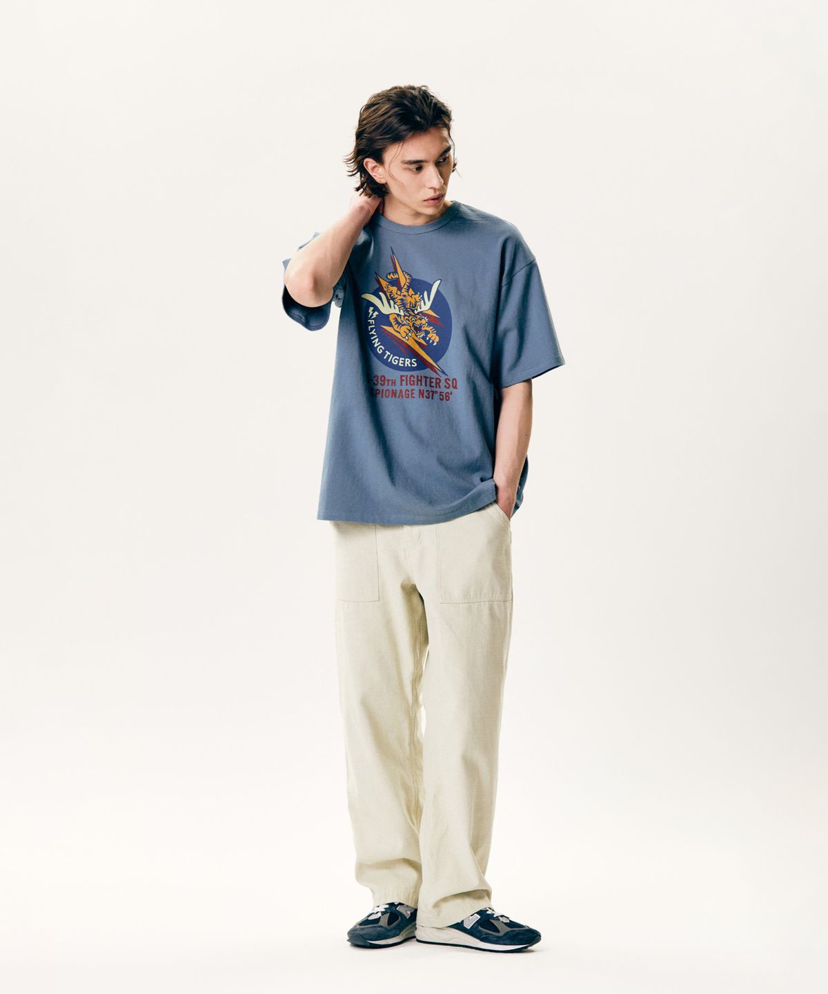 에스피오나지(ESPIONAGE) Flying Tigers Heavyweight Tee Faded Blue